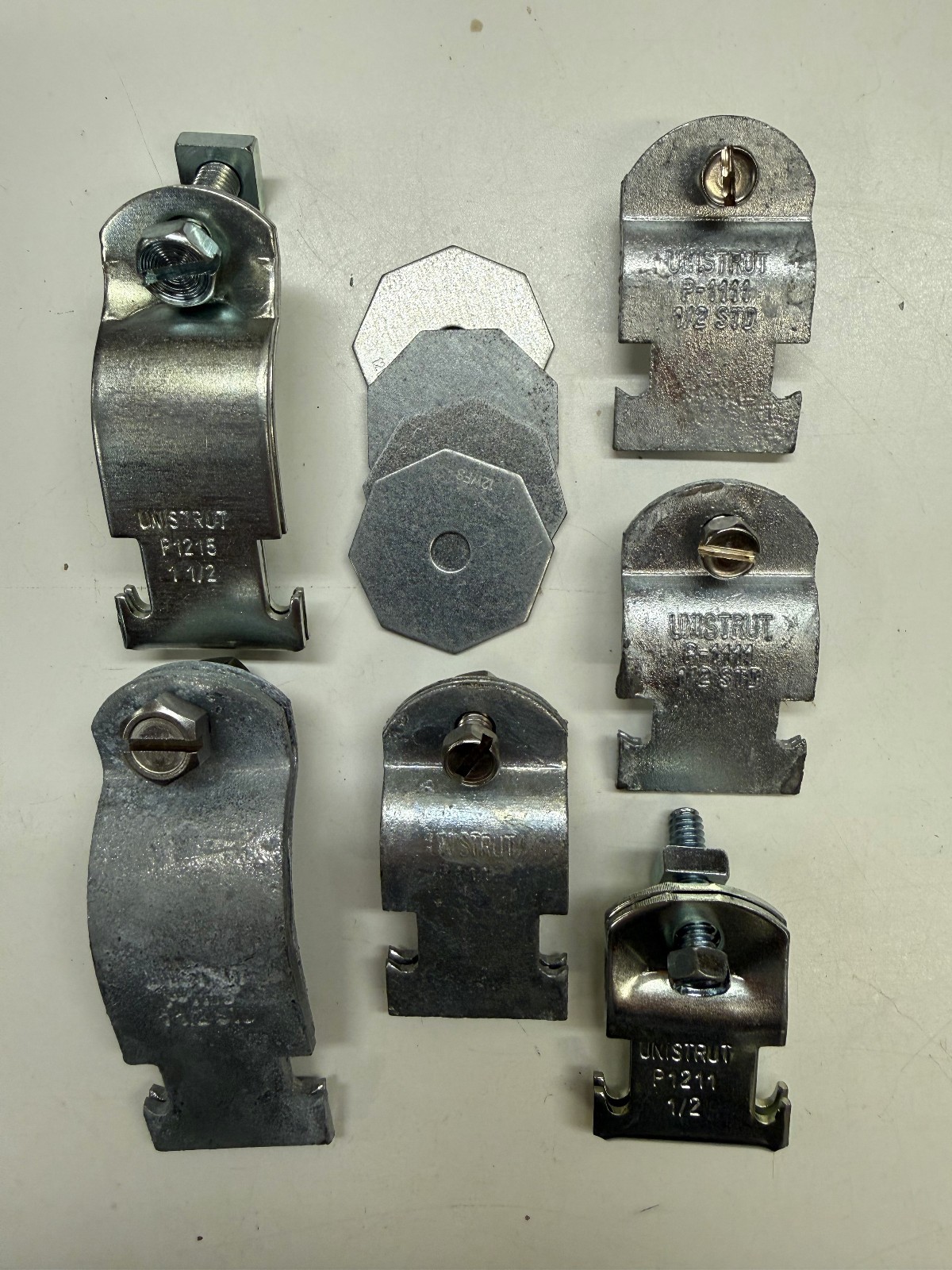 Unistrut Conduit Clamp Lot of Six (6) P1211 1/2″, P1212 3/4″, P1215 1-1/2″ New