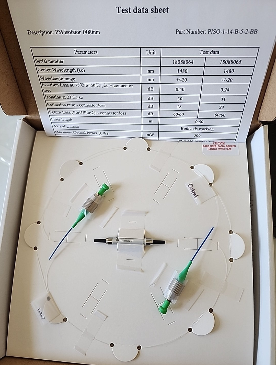 Polarization Maintaining Isolator, 1480 ± 20 nm,