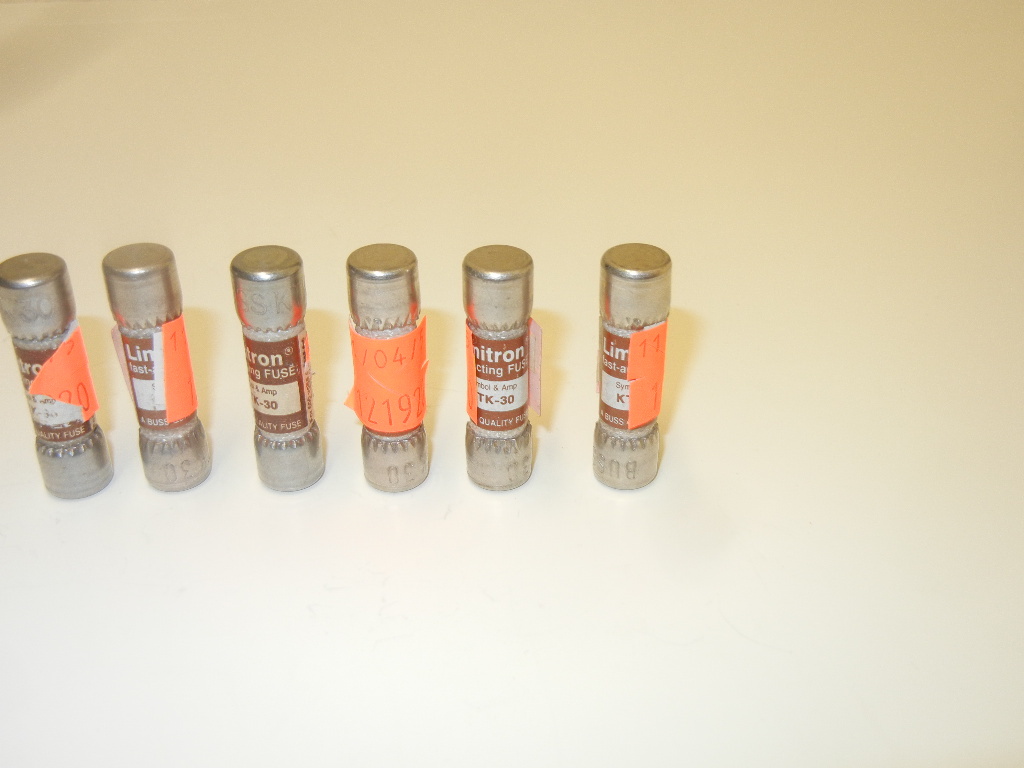 LOT OF 6 COOPER BUSSMANN KTK-30 NEW-NO BOX 30A FAST ACTING FUSES 600V KTK30