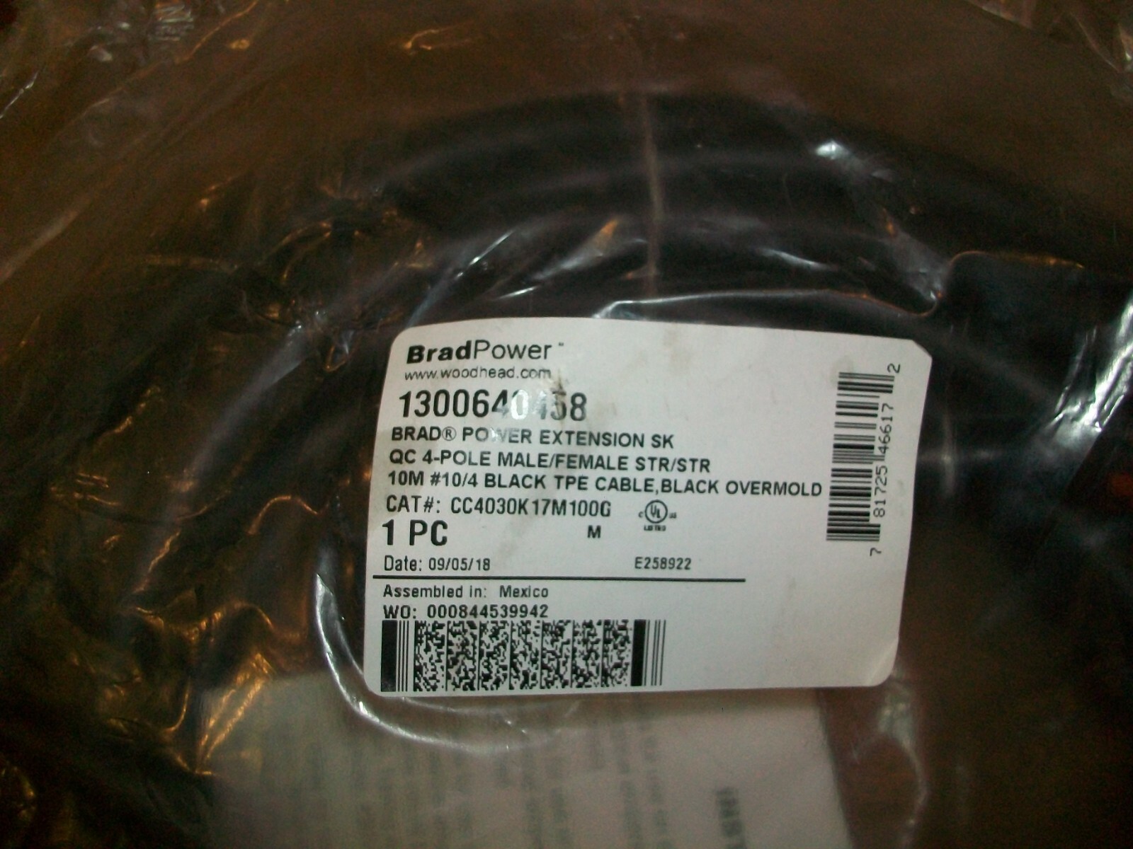 Brad Power Extension Cable 1300640458 10 METER NEW IN BAG