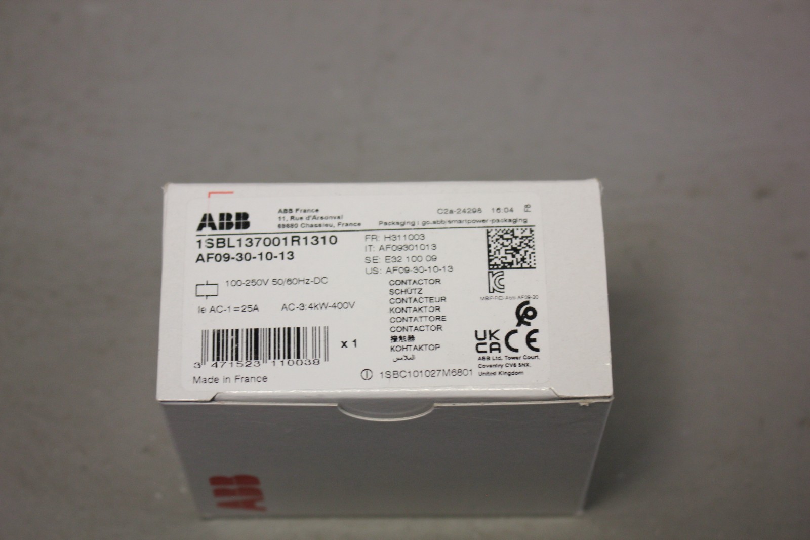 NEW ABB CONTACTOR 1SBL137001R1310 AF09-30-10-13 100-250V 50/60HZ