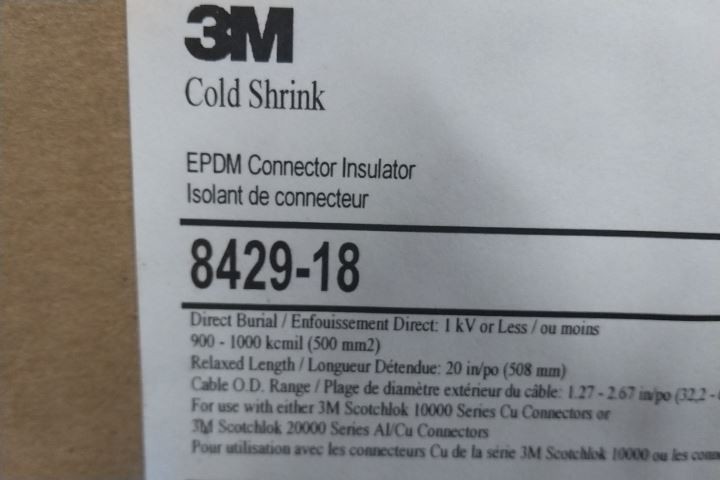 3M 8429-18 7 Pk 900 MCM to 1000 MCM 18 In Length Black Cold Shrink Insulator