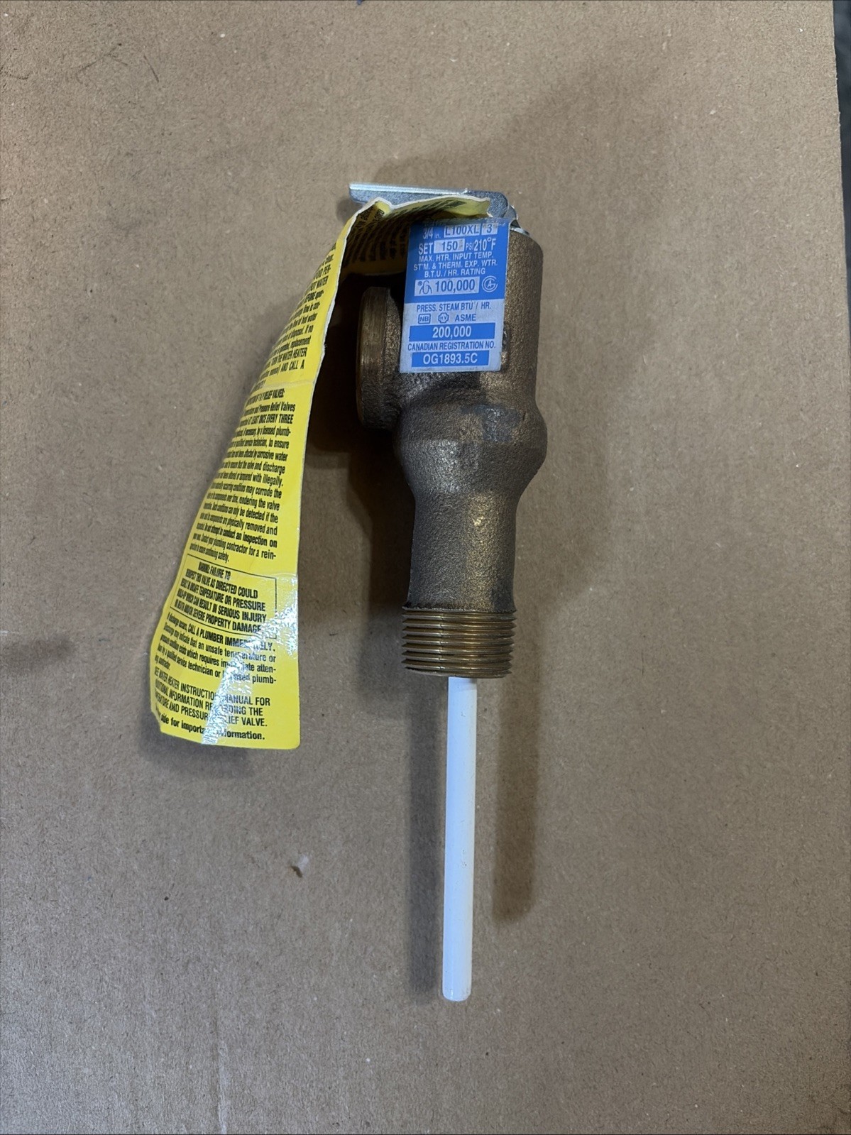 Watts 3/4 Lf L100xl 150-210 Temperature Pressure Relief Valve, Copper