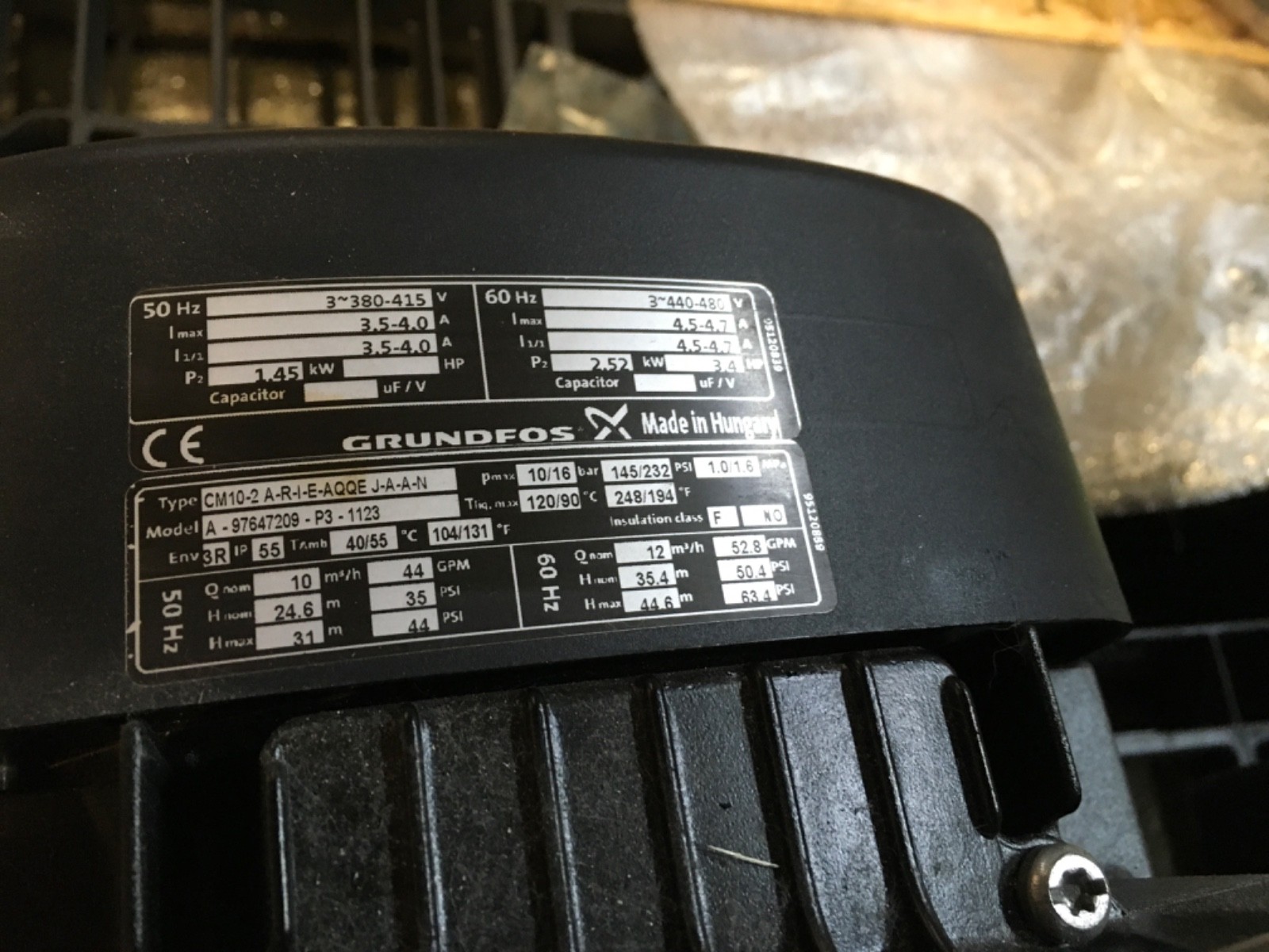 Grundfos pump, CM10-2-A-R-I-E-AQQEJ-A-A-N, LG-4795