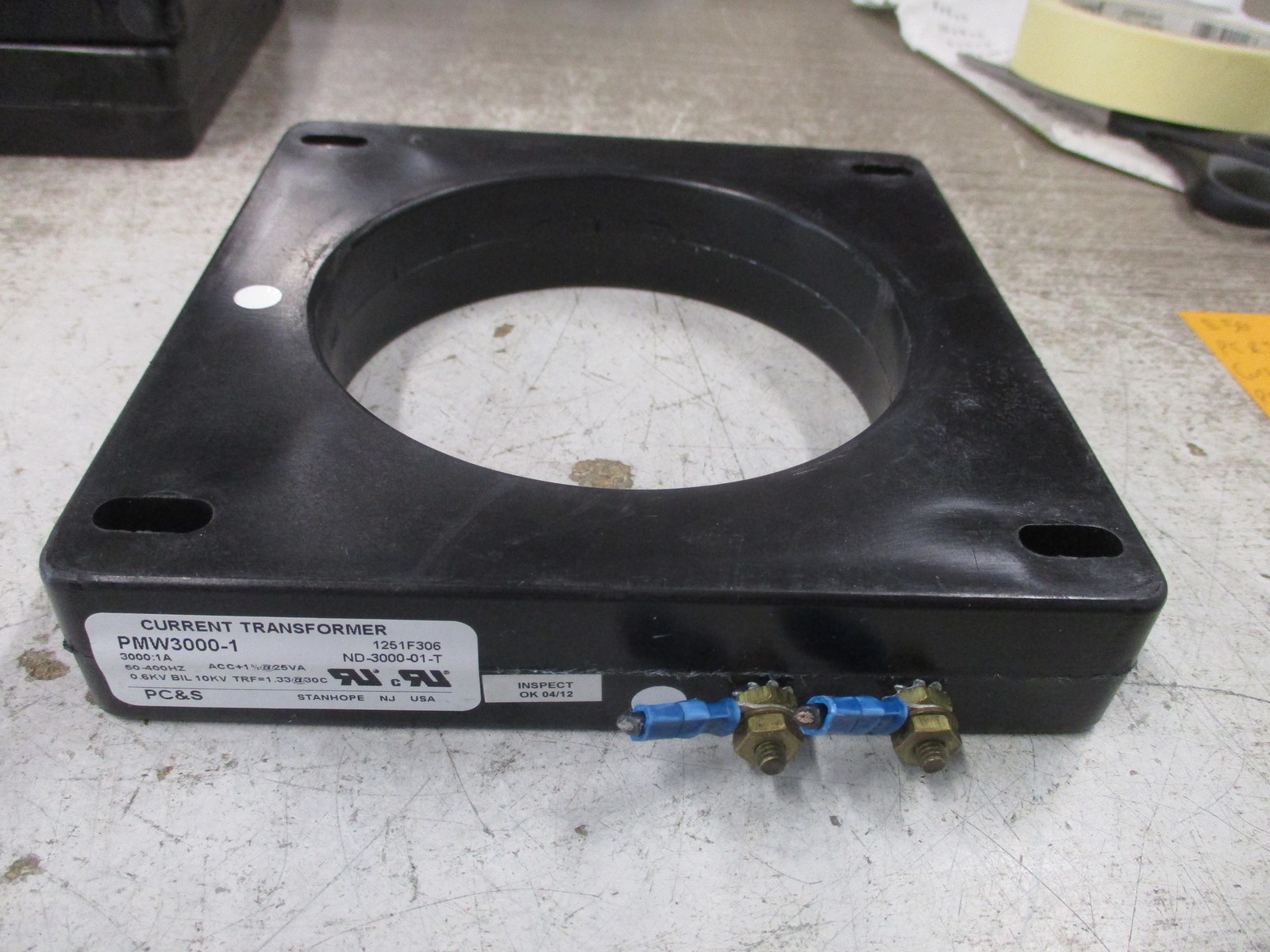 PC&S Current Transformer PMW3000-1 Ratio 3000:1A 600V 50-400Hz 10KV BIL Used