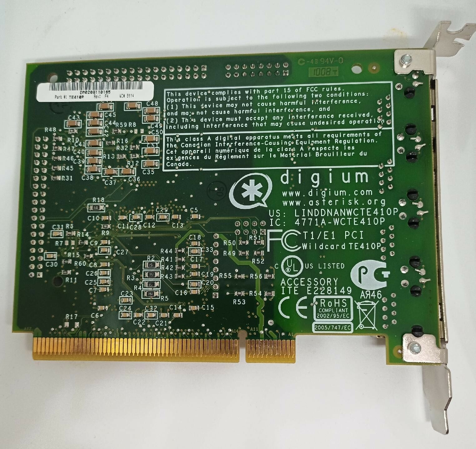 Digium TE410P-Quad T1/E1 PCI Interface Used sangoma asterisk