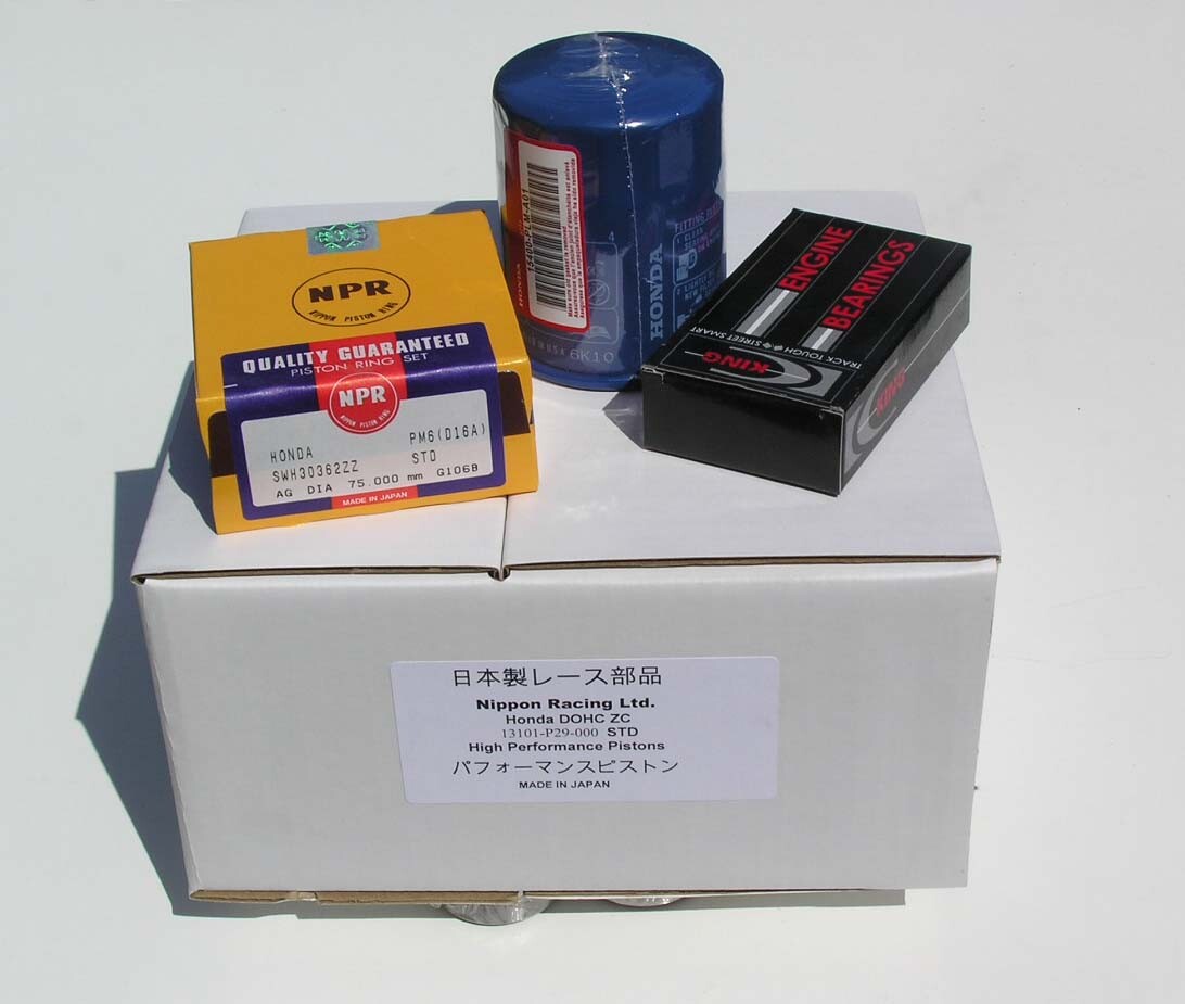 JDM HIGH COMPRESSION ZC P29 PISTON KIT PISTONS RINGS BEARINGS D16Y D16 75.5MM 2