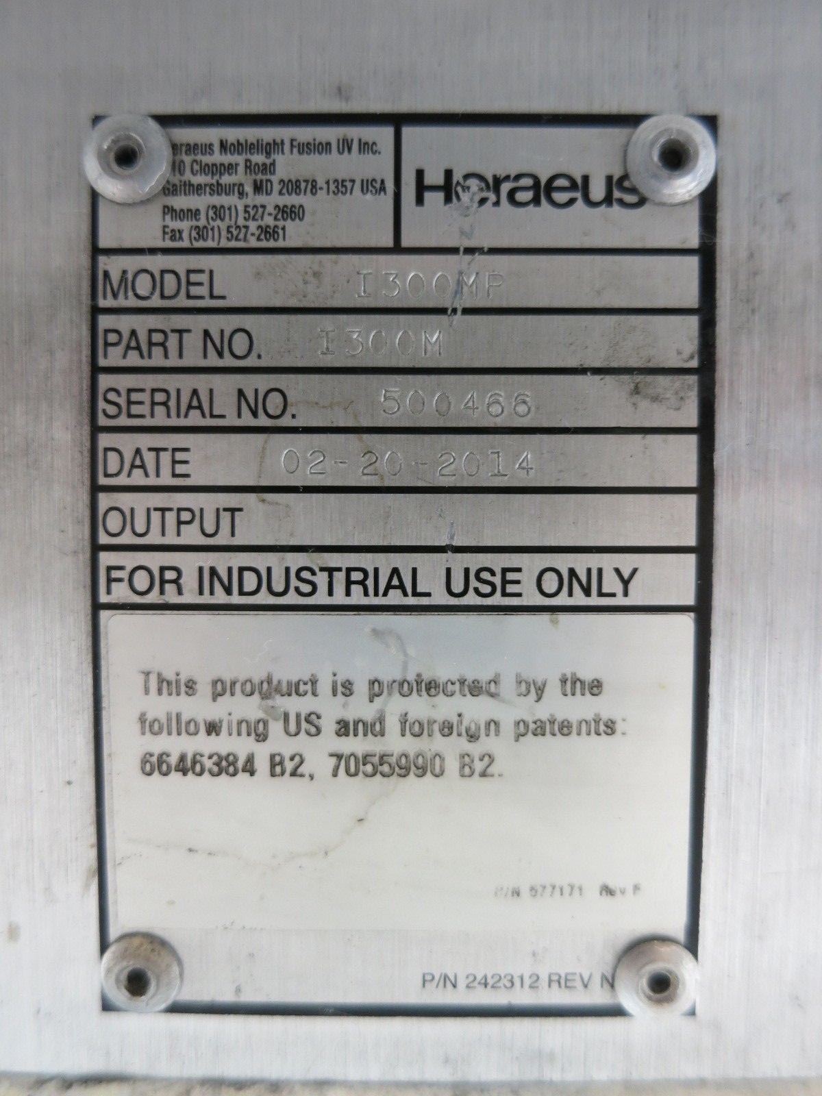 Heraeus Fusion Soluva 1300MF UV Lamp Radiator 1300M 1300-M I300M I300MF I300 M