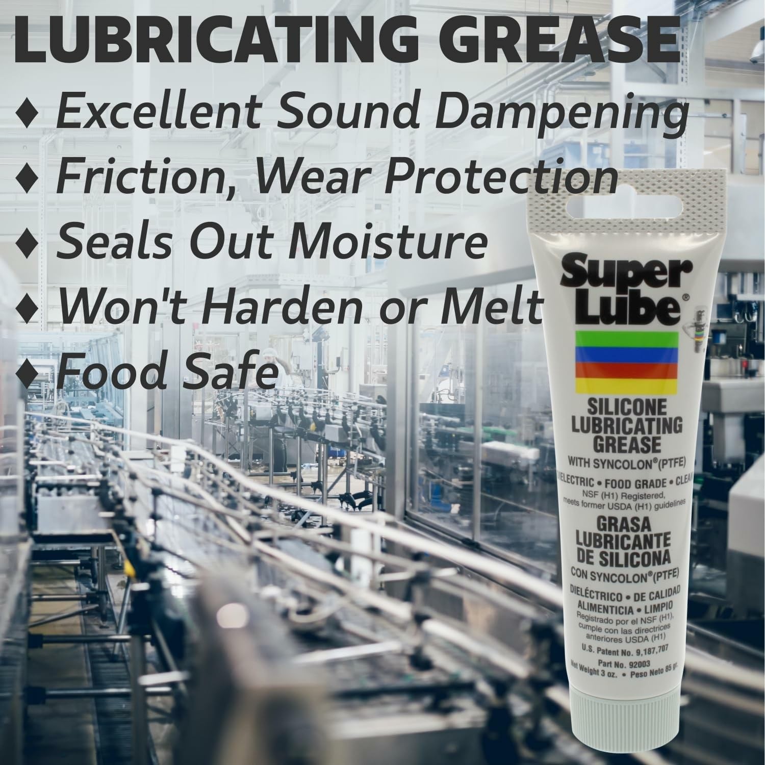 Silicone Lubricating Grease with PTFE, 3 oz Tube, Translucent White