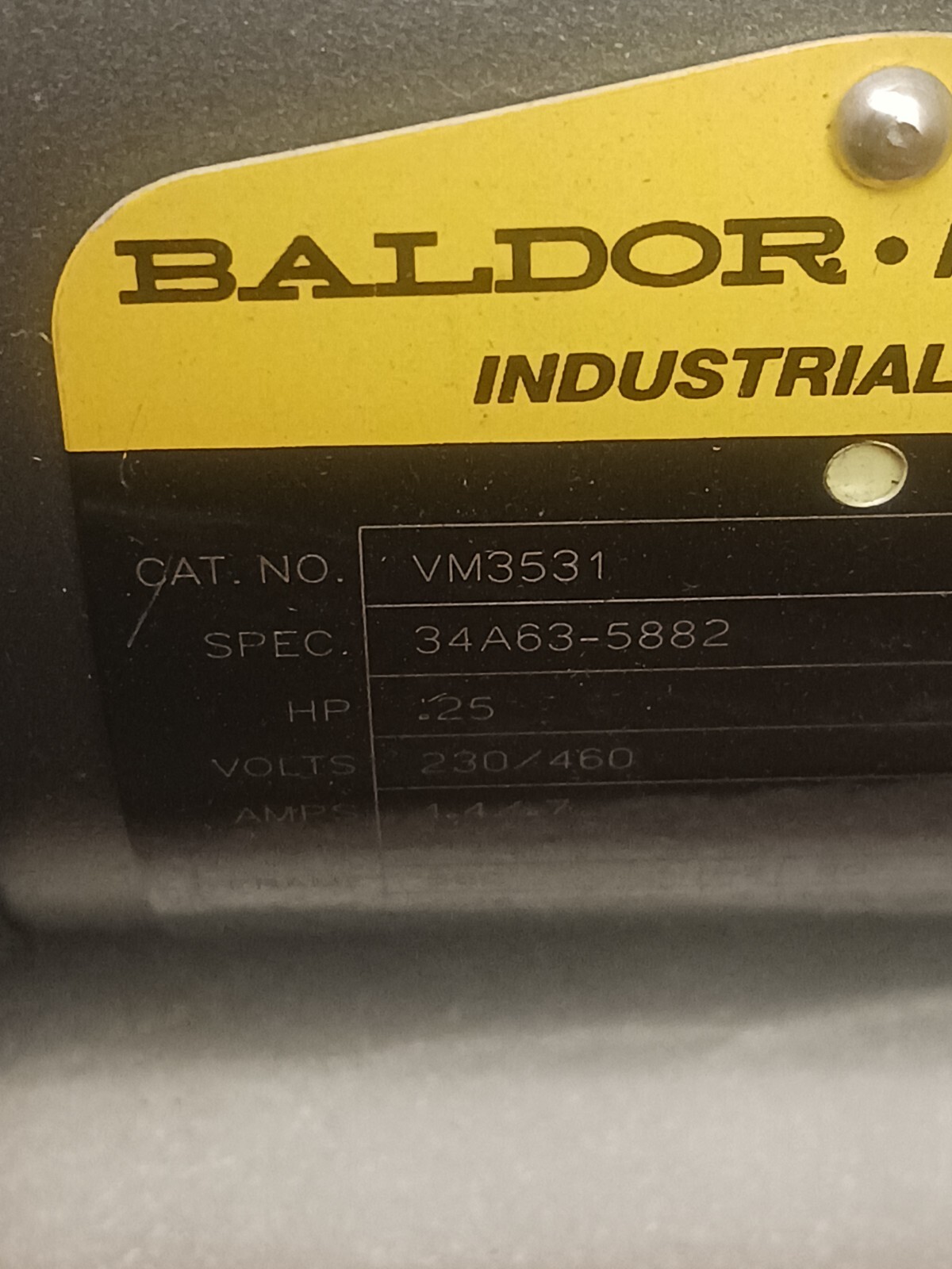 NEW BALDOR INDUSTRIAL MOTOR 1/4HP 230/460V 1140RPM 3 PHASE VM3531