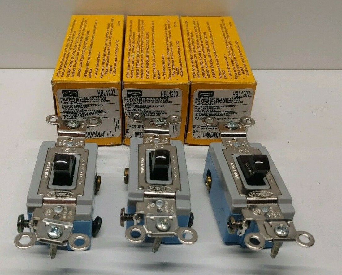 LOT OF 3 NEW OLD STOCK! HUBBELL 15A 120-277V TOGGLE SWITCHES HBL1203