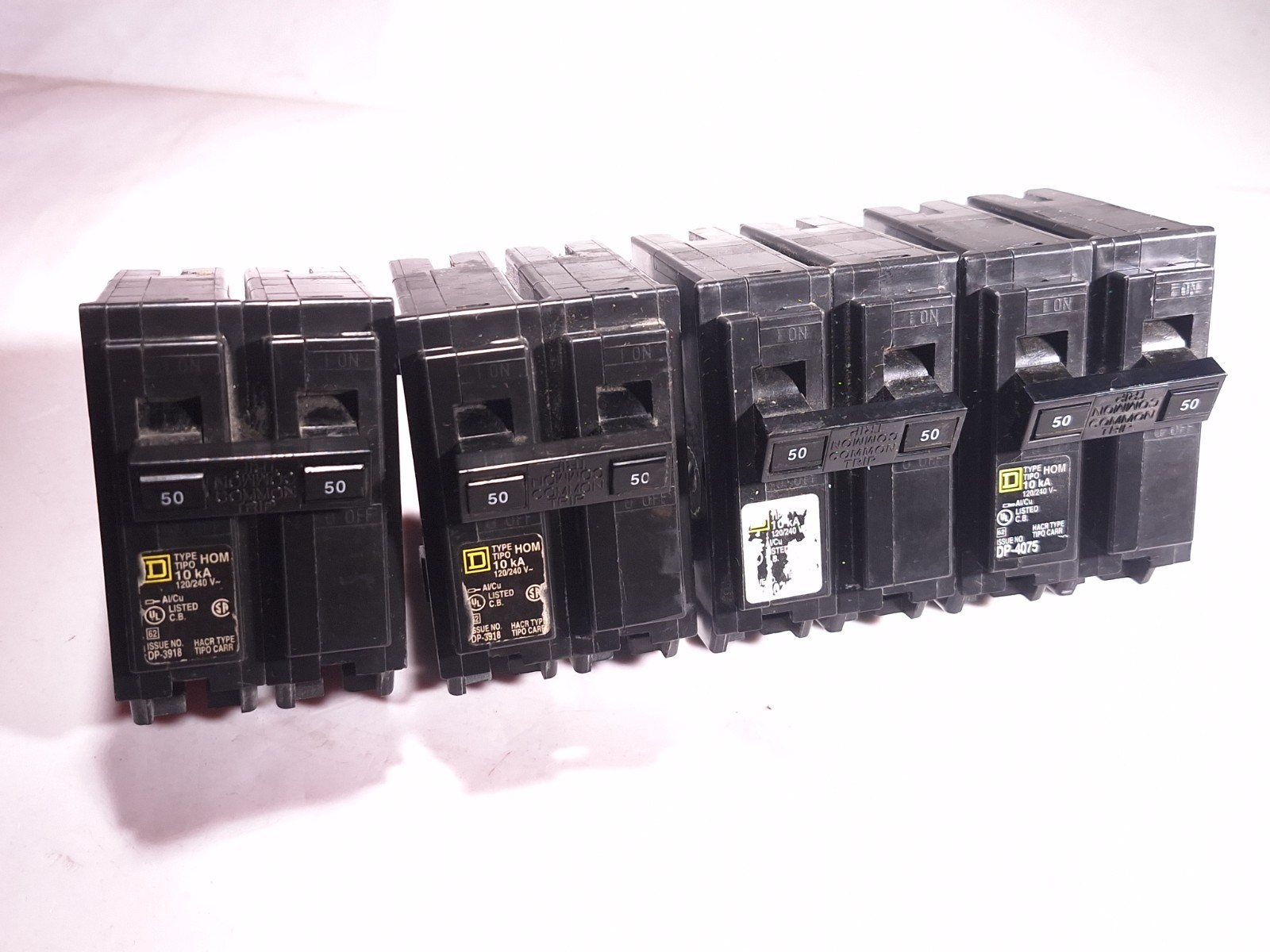 SQUARE D HOM250 CIRCUIT BREAKER 50A 2P 240V USED CONTINUITY TESTED – LOT OF 4