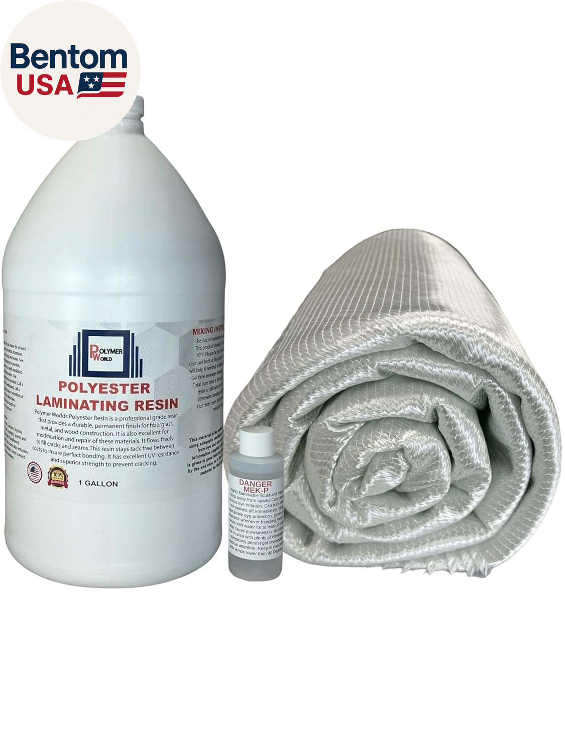 – Polyester Resin with Rolled 1708X50X4.7 Yard Biaxial Cloth, Fiberglass Repair