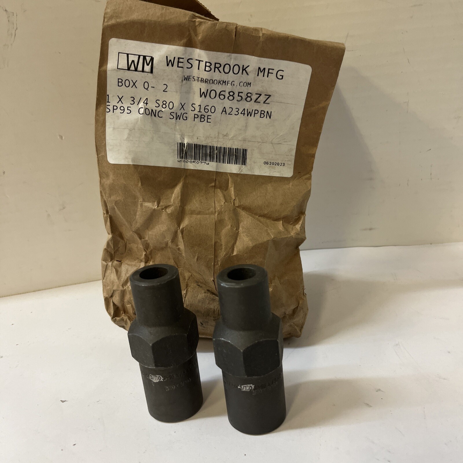 LOT OF 2 WESTBROOK W06858ZZ 1X3/4 S80 X A244WPBN SP95 CONC SWG PBE