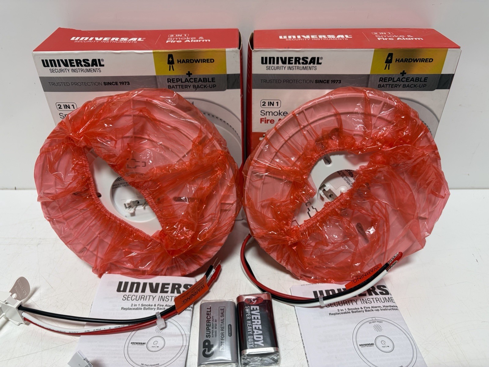 (2) USI Hardwired And 1-Yr Battery Backup Smoke Detector w/ Photoelectric Sensor