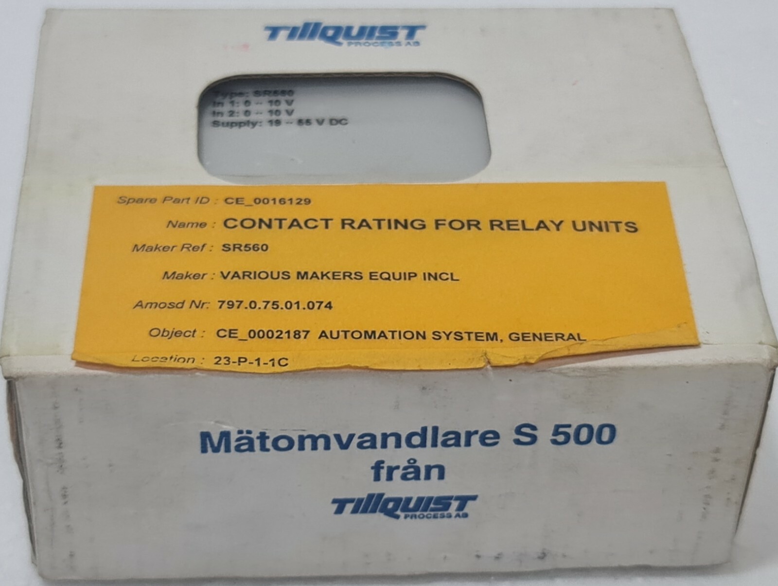 TILLQUIST TYPE:SR560 VOLTAGE TRANSMITTER 19-55 VDC