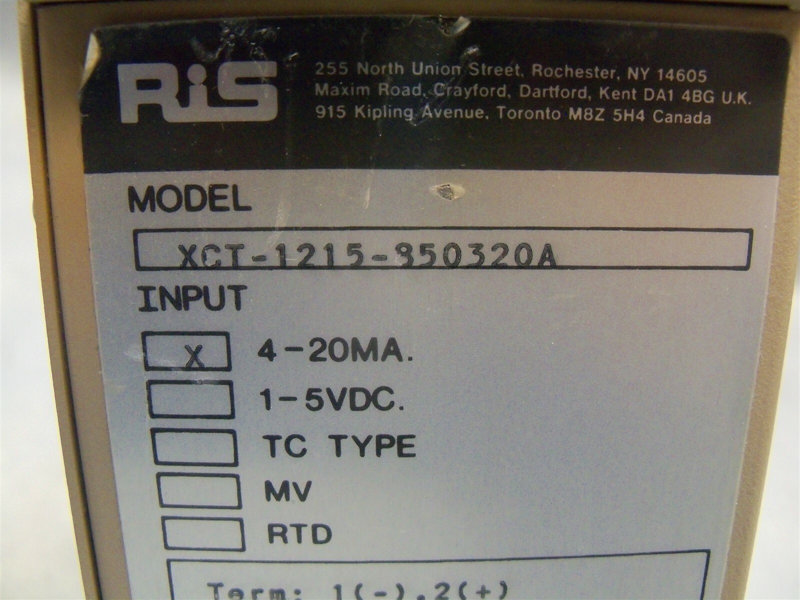 XCT-1215-850320A Rochester Instruments CT-1215 Hi-Lo Trip Failsafe