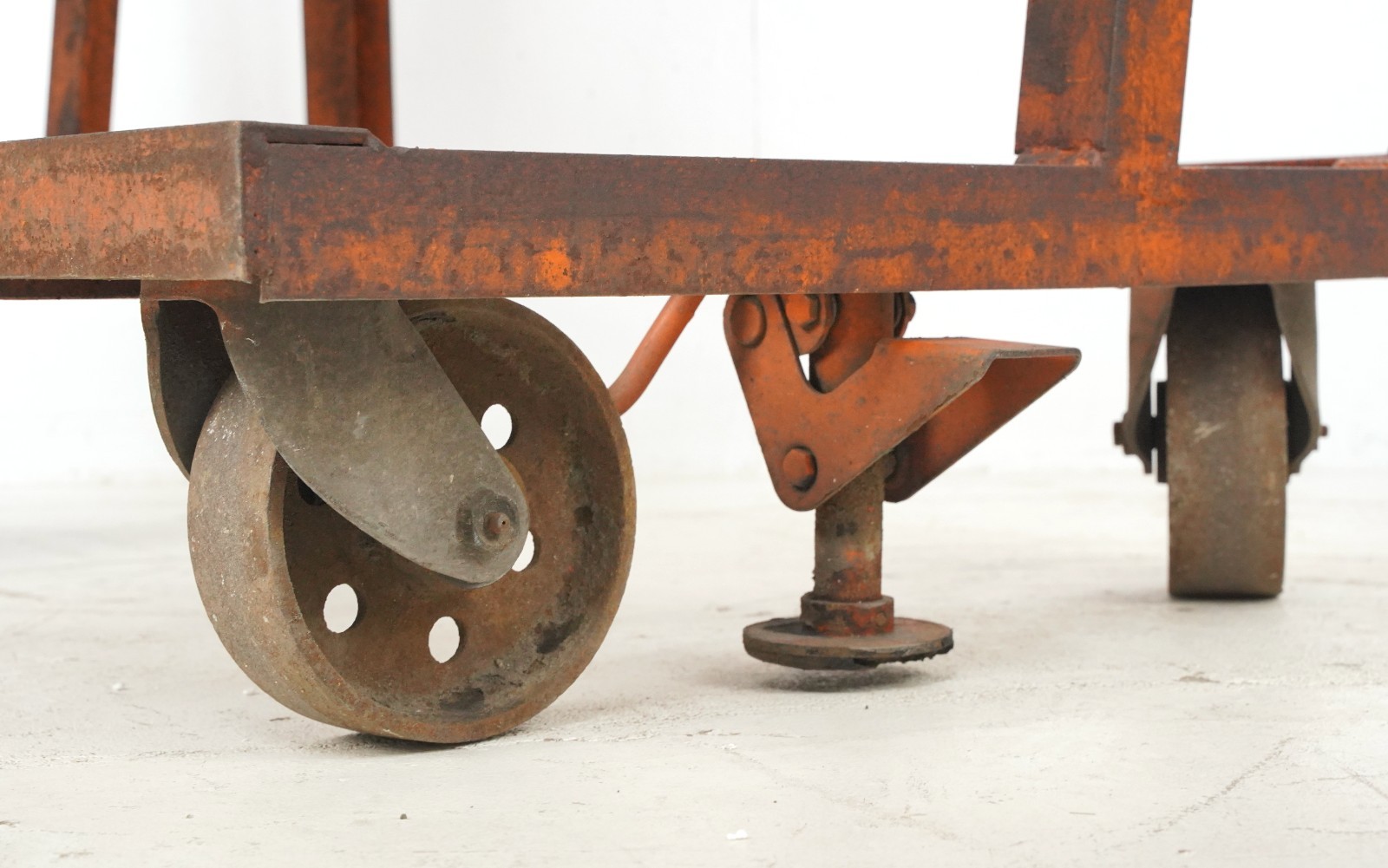 Industrial Six Tray Orange Steel Rolling Cart