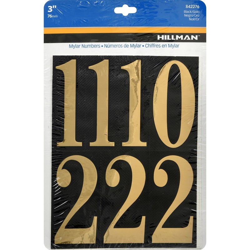 Hillman 842276 Gold Mylar Self-Adhesive 0 to 9 Number Set 3 H in. (Pack of 6)