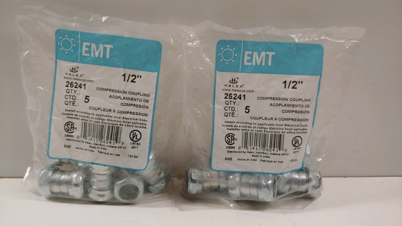 LOT OF (10) NEW OLD STOCK! HALEX 1/2″ EMT COMPRESSION COUPLINGS 26241