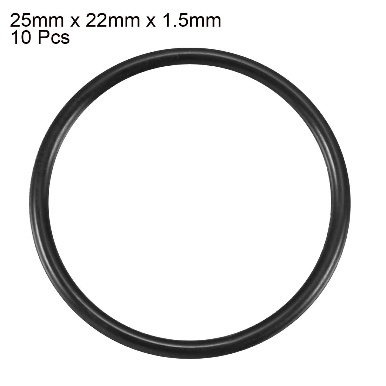 10 Pcs Black Rubber O Ring Oil Sealing Gasket Washer 25mm x 22mm x 1.5mm