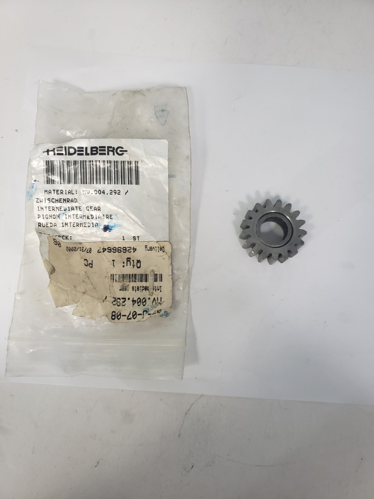 HEIDELBERG MV.004.292 INTERMEDIATE GEAR, NIB