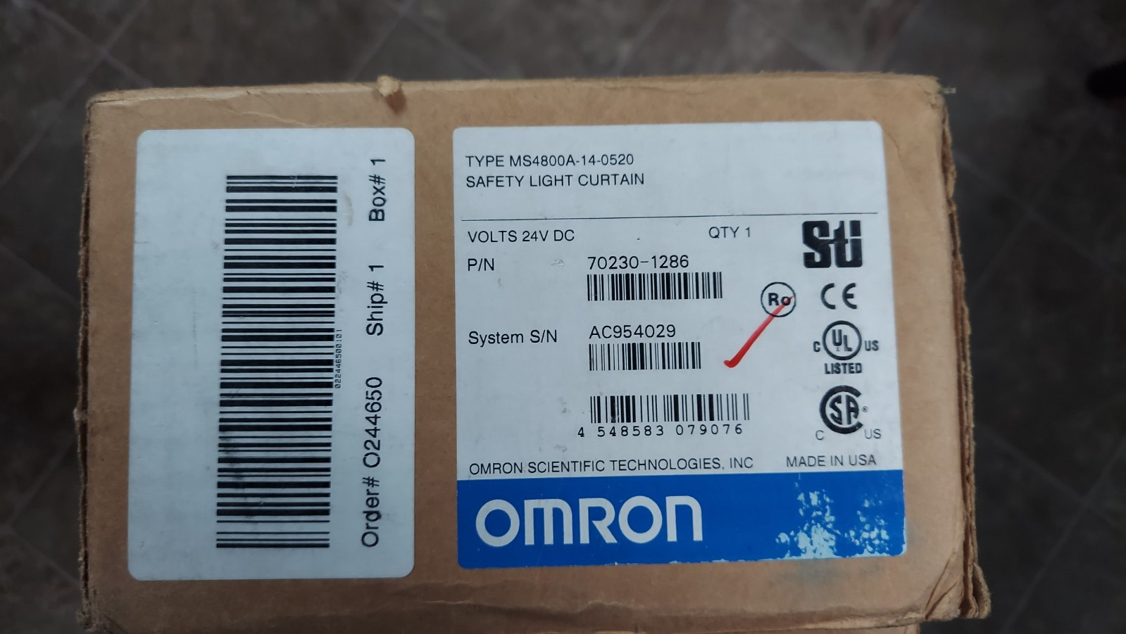 New Omron MS4800A-14-0520 70230-1286 Safety Light Curtain