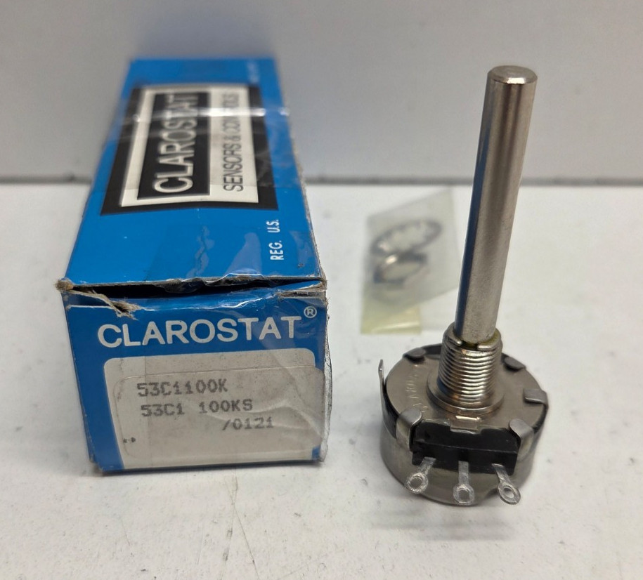 NEW IN BOX! CLAROSTAT 100K OHM 10% 2W POTENTIOMETER 53C1100K