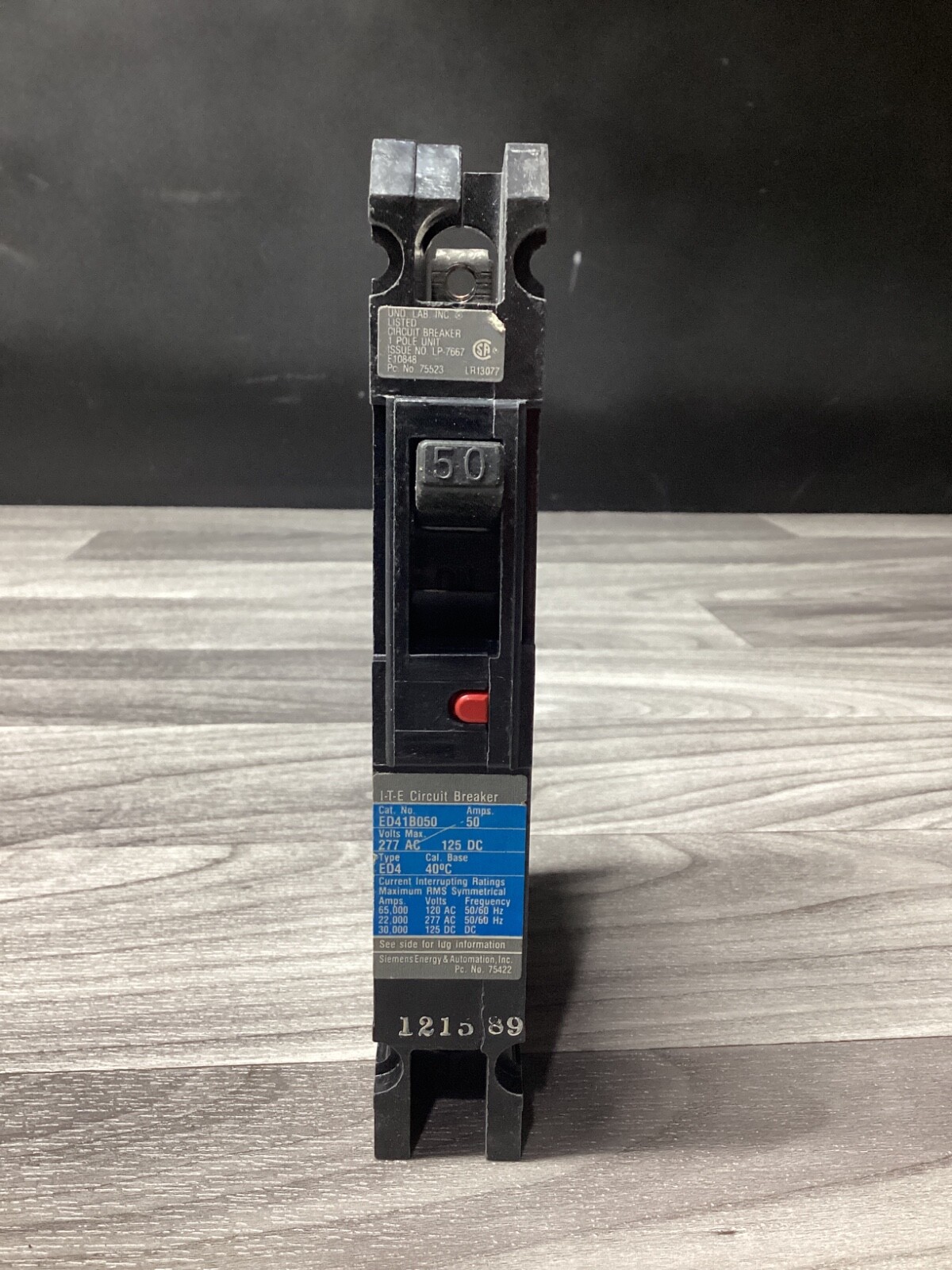 Siemens ITE ED41B050 Circuit Breaker 50A 1-Pole 277V 50 Amp #103G151*CO