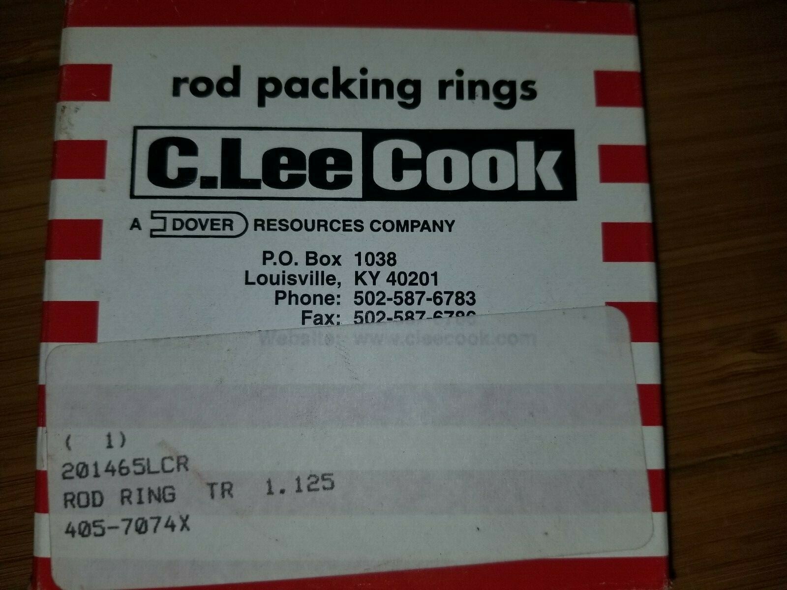 C. LEE COOK ROD PACKING RING TR 1.125 PART # 201 465LCR , 405-7074X
