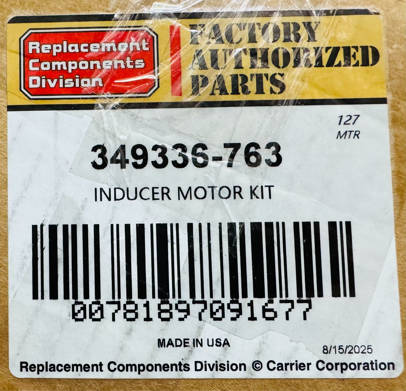 GENUINE OEM – Carrier 349336-763 Inducer Motor Kit Assembly
