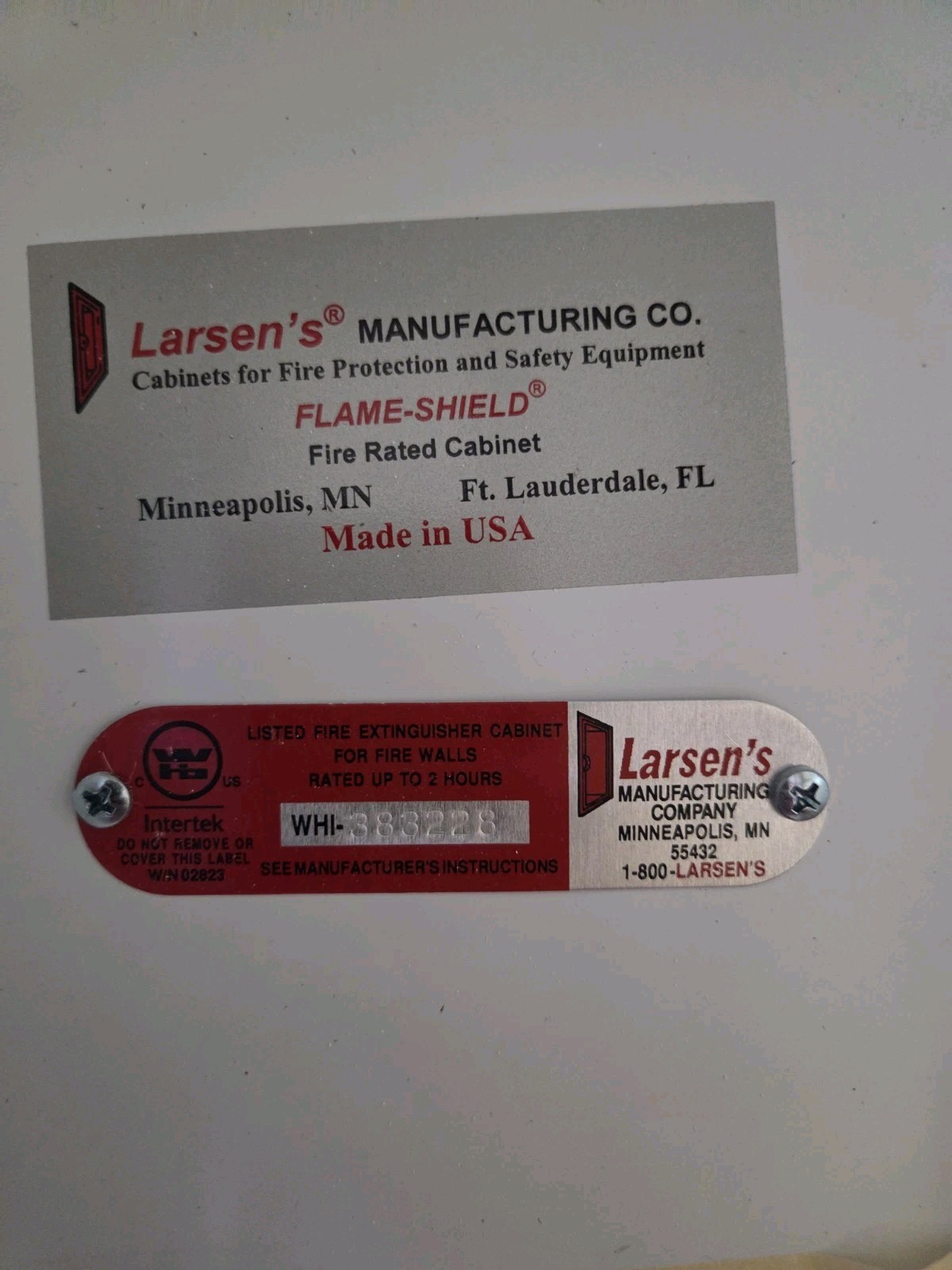 NEW IN BOX! LARSENS FIRE RATED CABNET FS-2408-R7