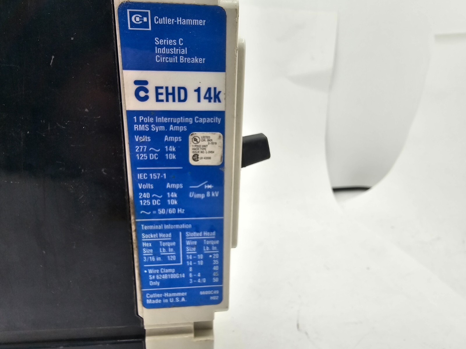 Cutler Hammer 1-Pole Industrial Circuit Breaker Series C 15A EHD 14K