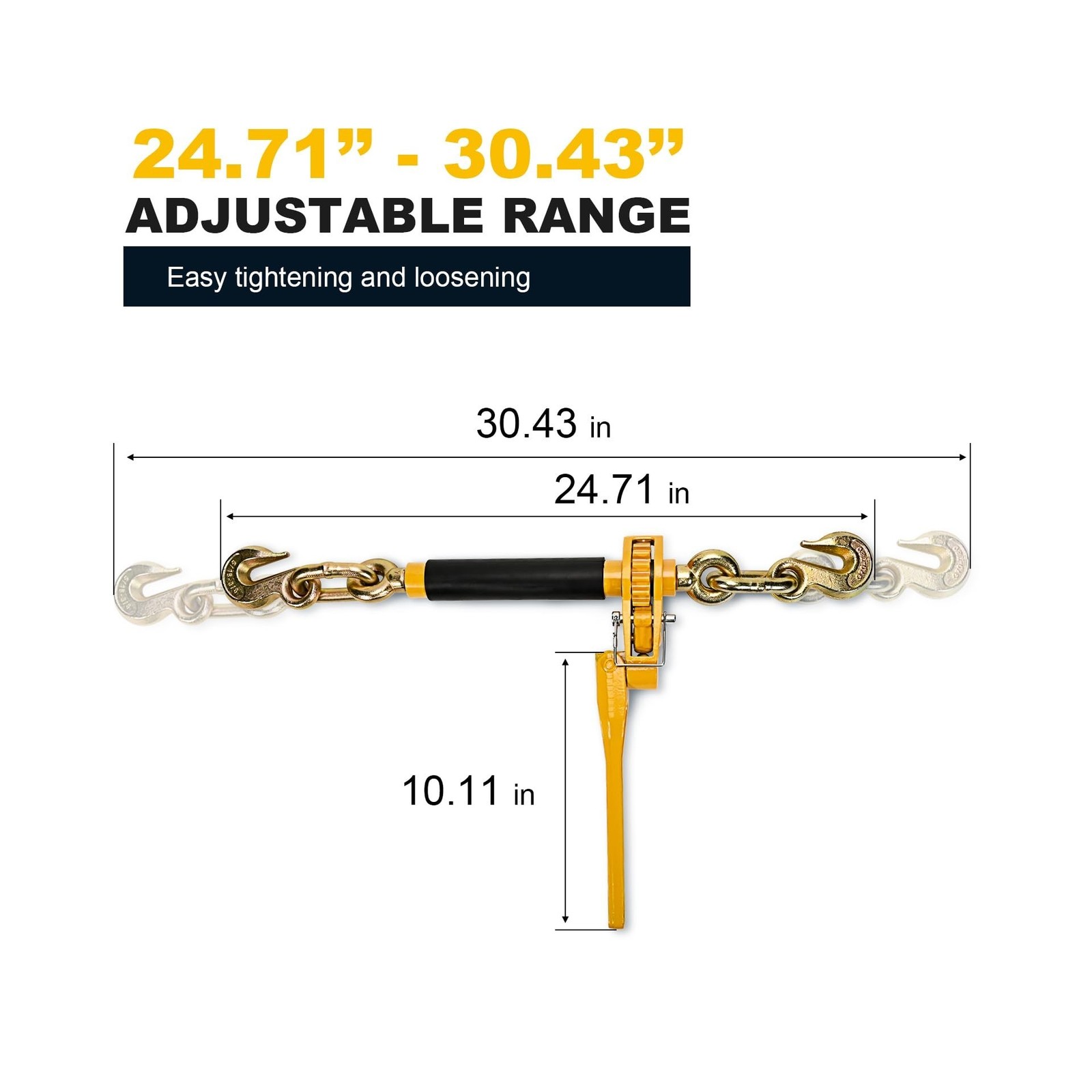 5/16″ – 3/8″ Folding Handle Load Binder, Heavy Duty Ratchet Chain Binder w/Gr…