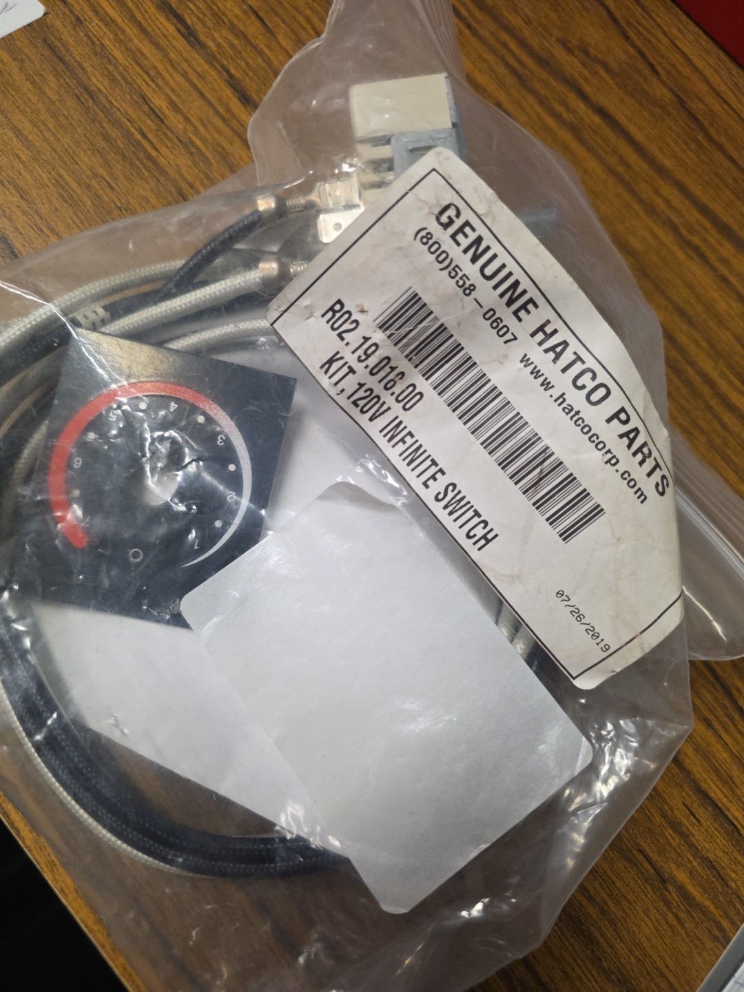 INFINITE SWITCH 120V 15 AMP R02.19.018 for Hatco