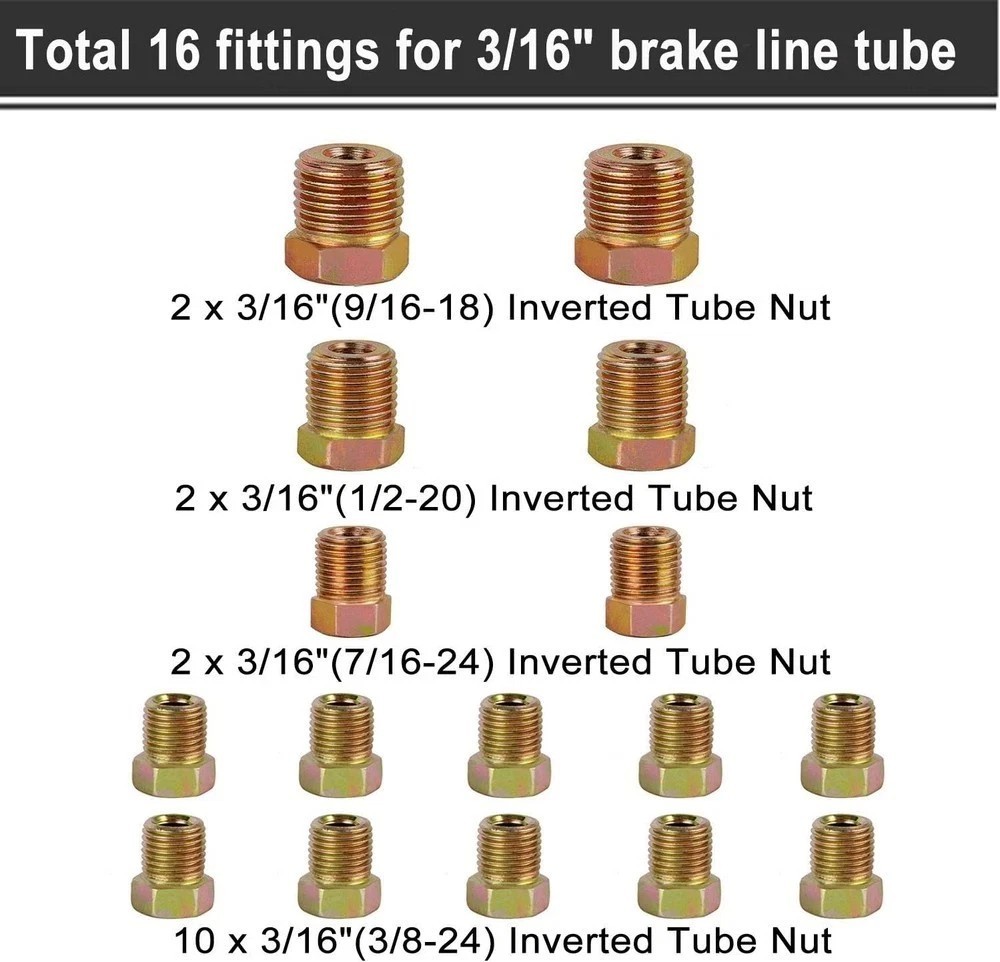 Muhize 1/4 &3/16 Brake Line Kit, 25Ft Flexible Copper – Coated Alloy Tubin