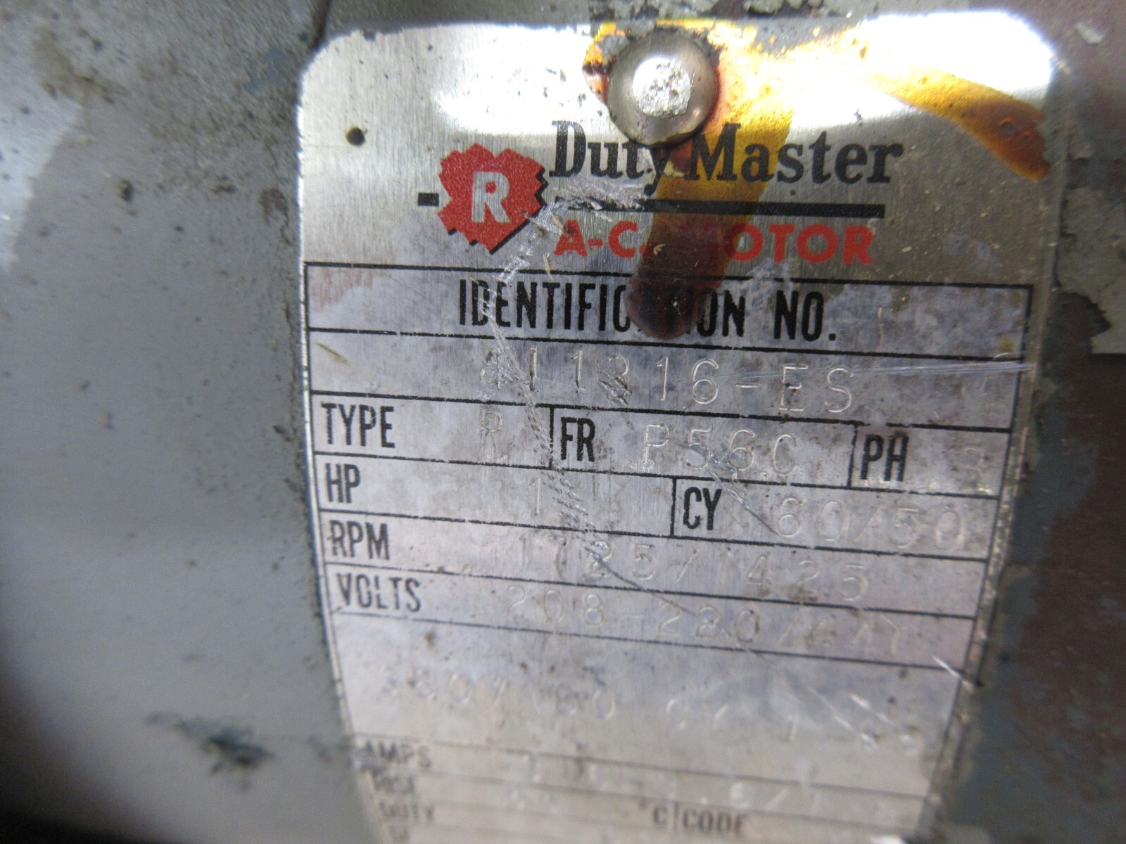 DUTY MASTER AC OIL MOTOR 411316 4I1316-ES TYPE P FR P56C BARNES PUMP 3213 5010