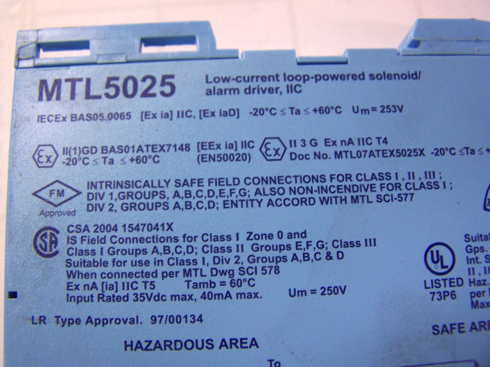 Measurement Technology Low Current Loop Powered Solenoid/Alarm Driver MTL5025