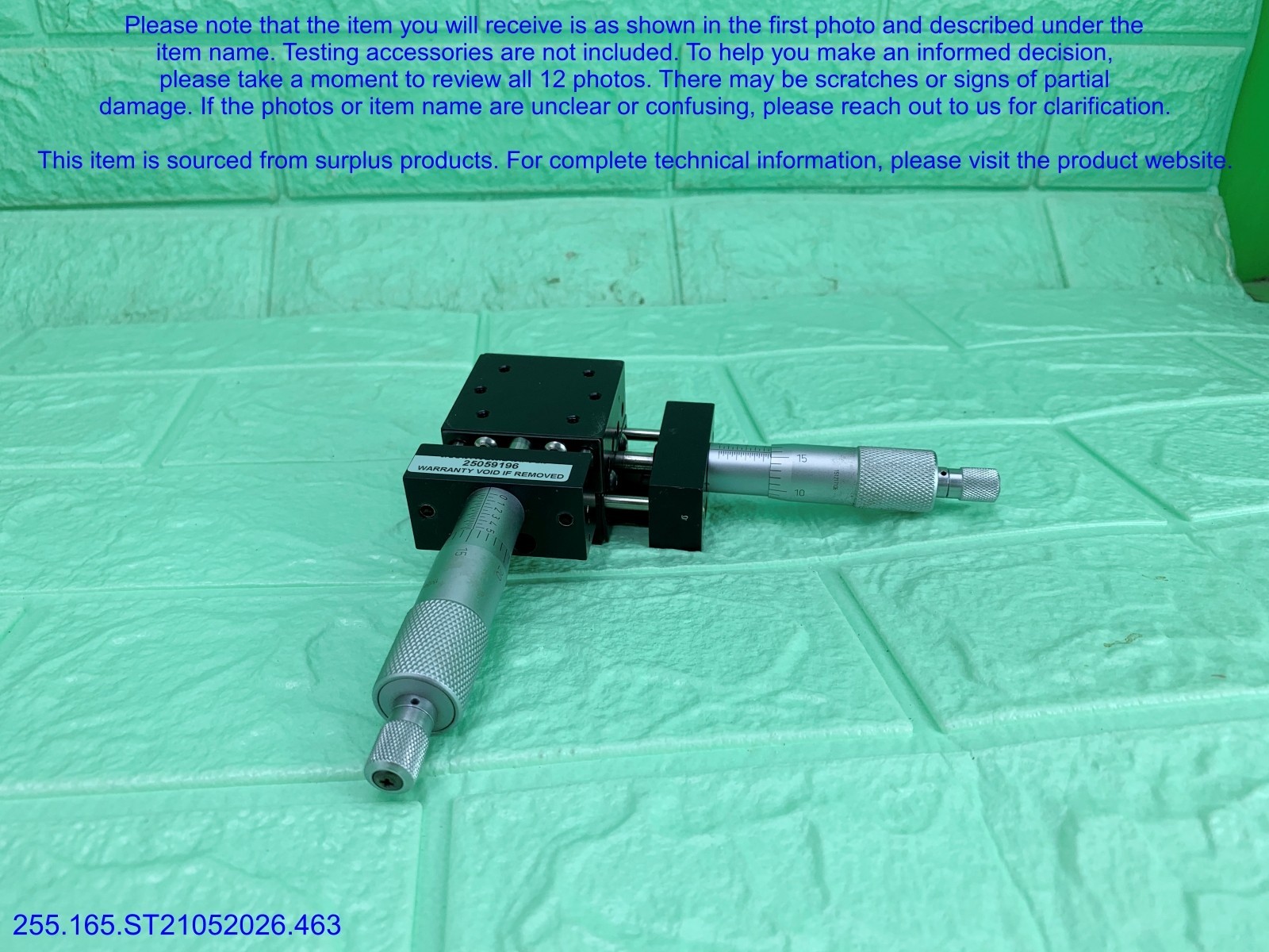 Del-Tron 451 Linear Positioning Stage&Micrometer as in photos, sn:9196, DHL