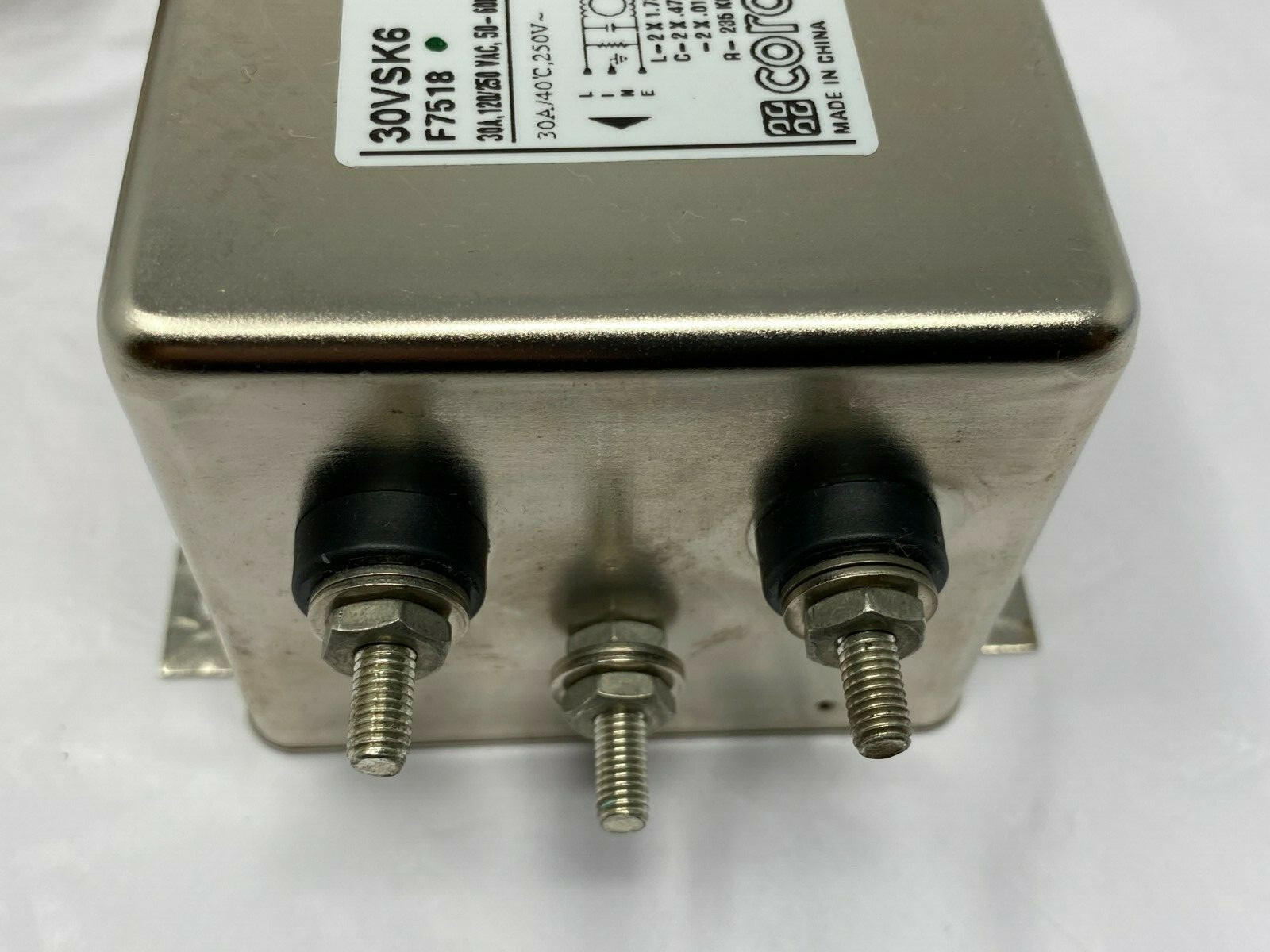 Corcom 30VSK6 Power Line Filter 30A 120/250V 50/60Hz 1-PH Chassis Mount