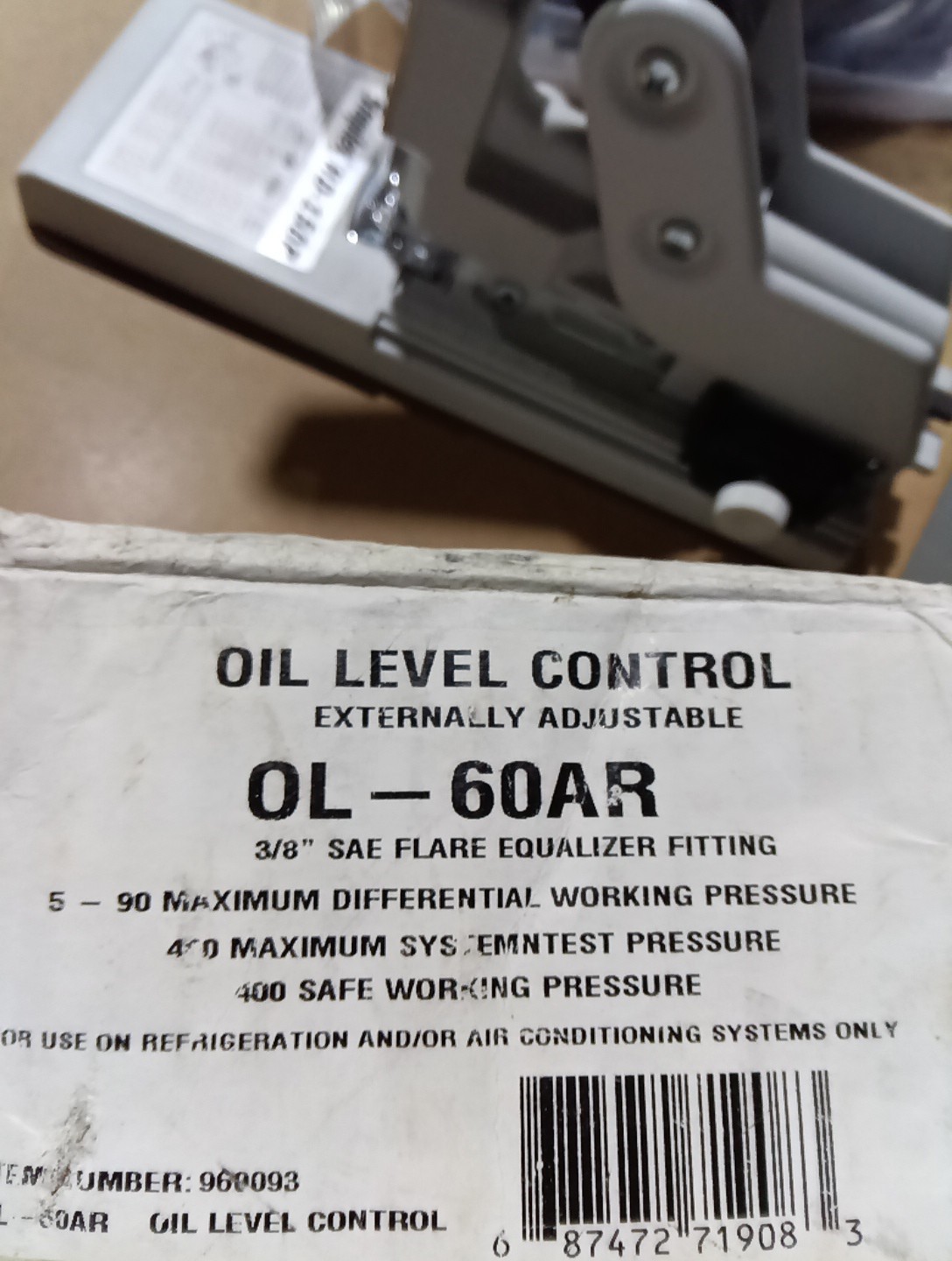 Sporlan 960093 Oil Level Control, 5/90 psi Adjustable w/ Fitting OL60AR OL-60-AR