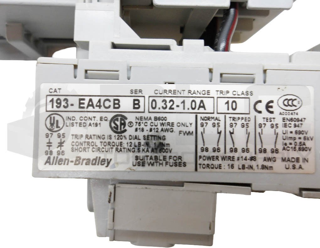 ALLEN BRADLEY 100-C09D*10 /A CONTACTOR W/ 193-EA4CB /B OVERLOAD RELAY