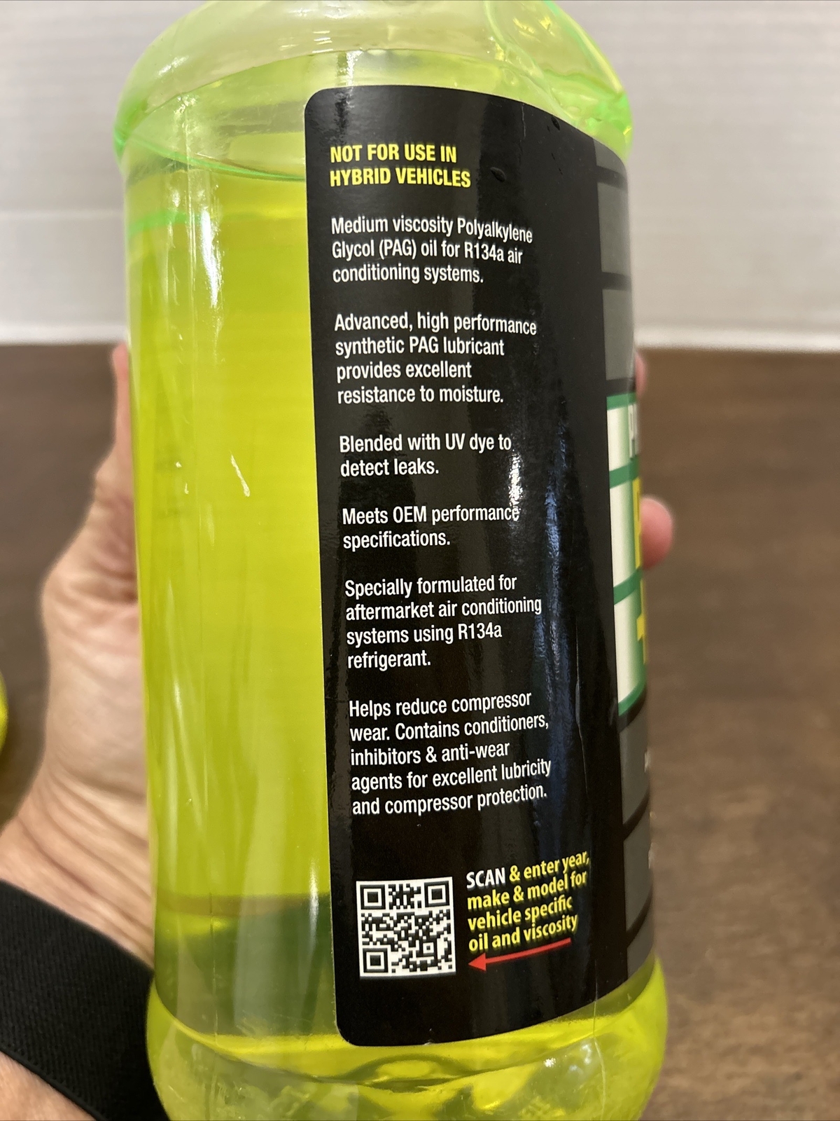 Supercool P100-32D A/C Compressor Pag Lubricant, W/Uv Dye Plastic Bottle Yellow