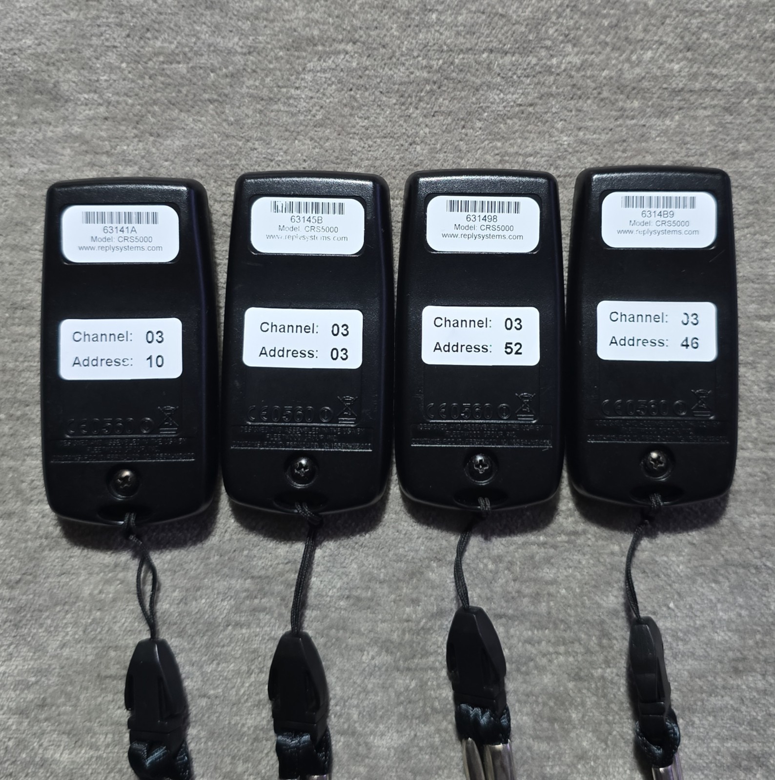 Lot of 4 CRS5000 Remote Controllers (1A–5E) – Used – Tested / Working !