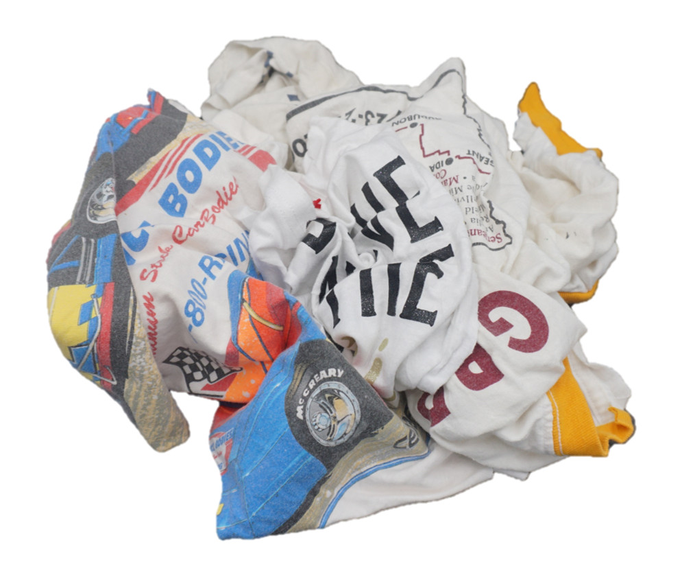 Pallet of 25 lb. Compressed Bags White T-shirt w/Print Rags (40 bags – 1,000LBs)