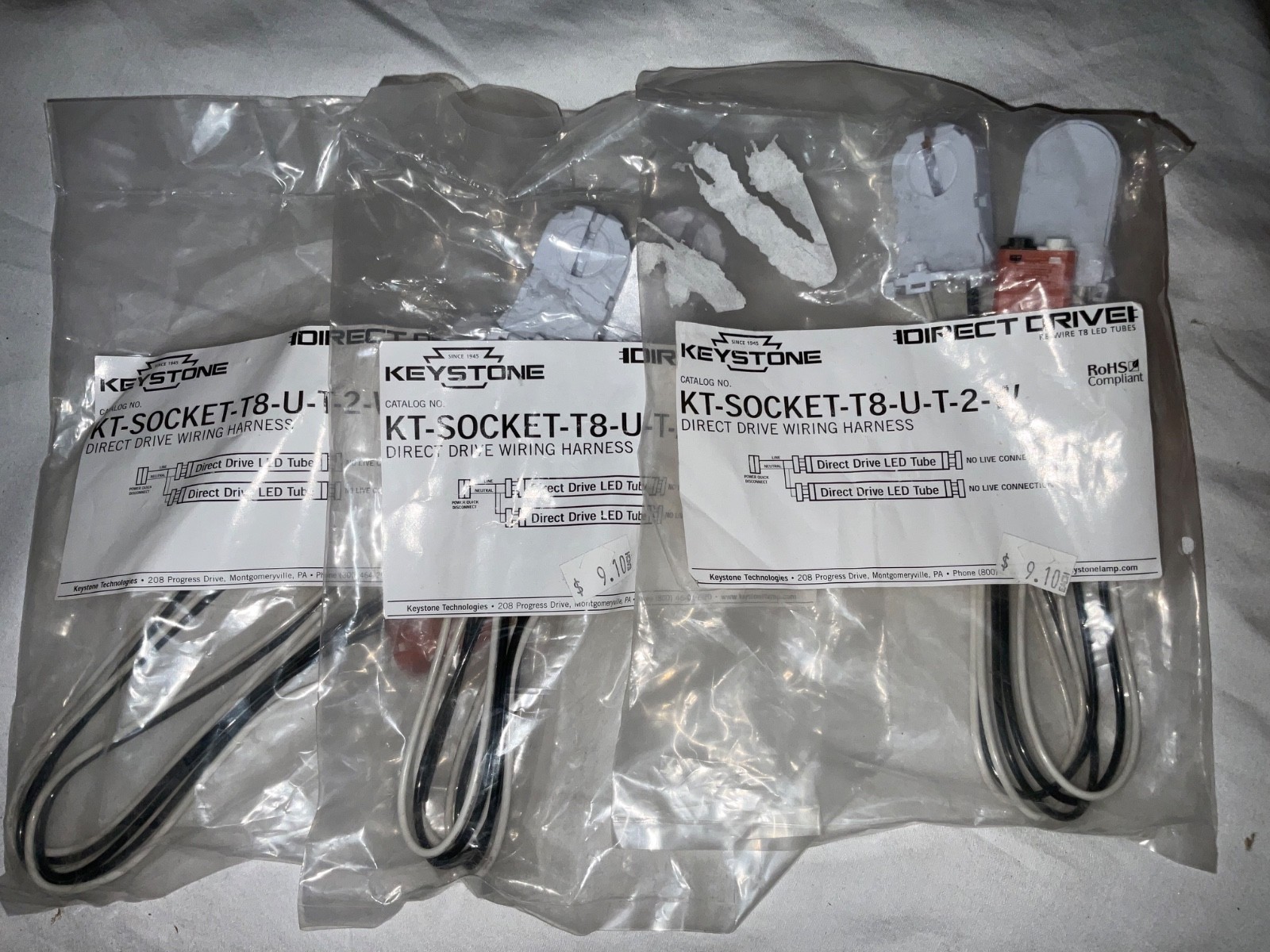 1 Keystone T8-U-T-4-W Technologies Wiring Harness for LED Tubes Power Disconnect