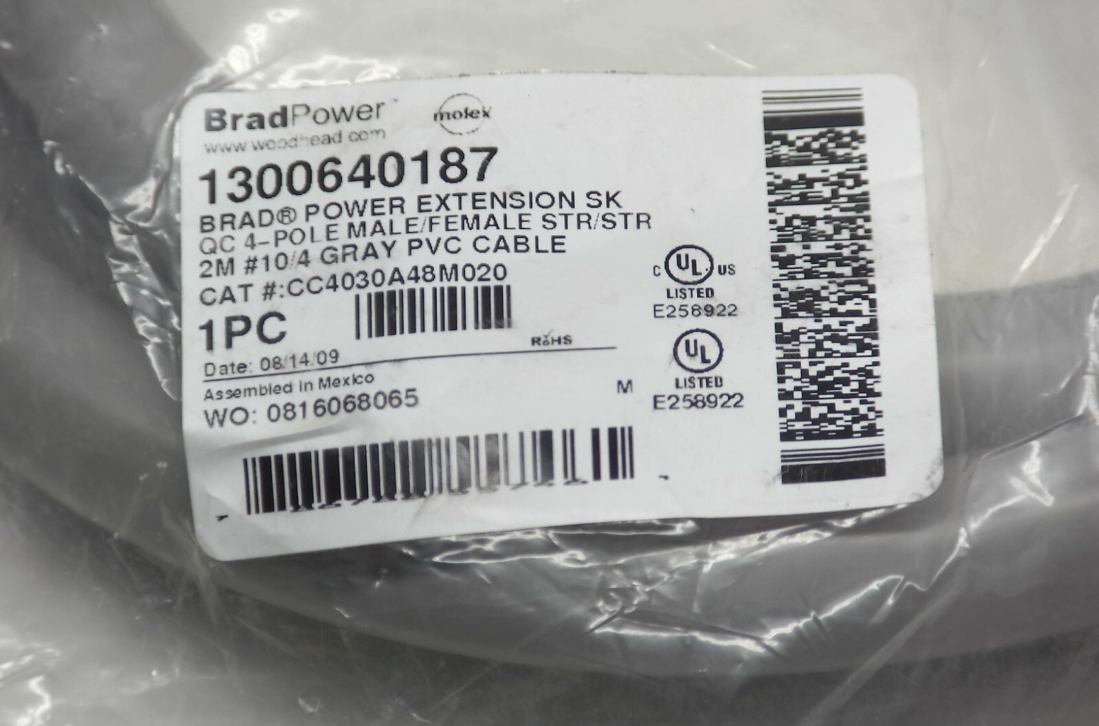 BradPower #1300640187 / 4 Pin Ext. Cable (2m)