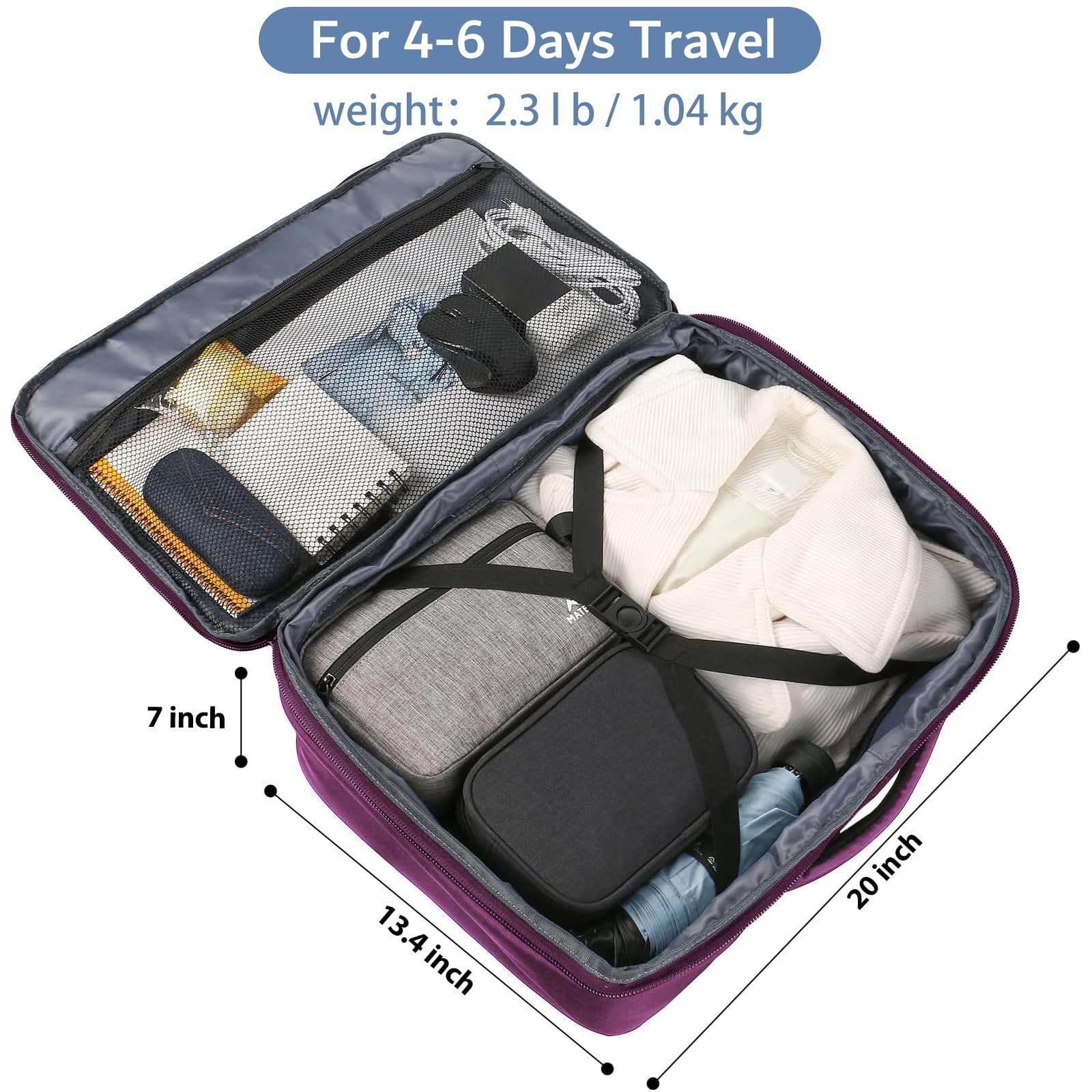 MATEIN Large Purple Travel Backpack, Water Resistant Airplane Backpack for Wo…