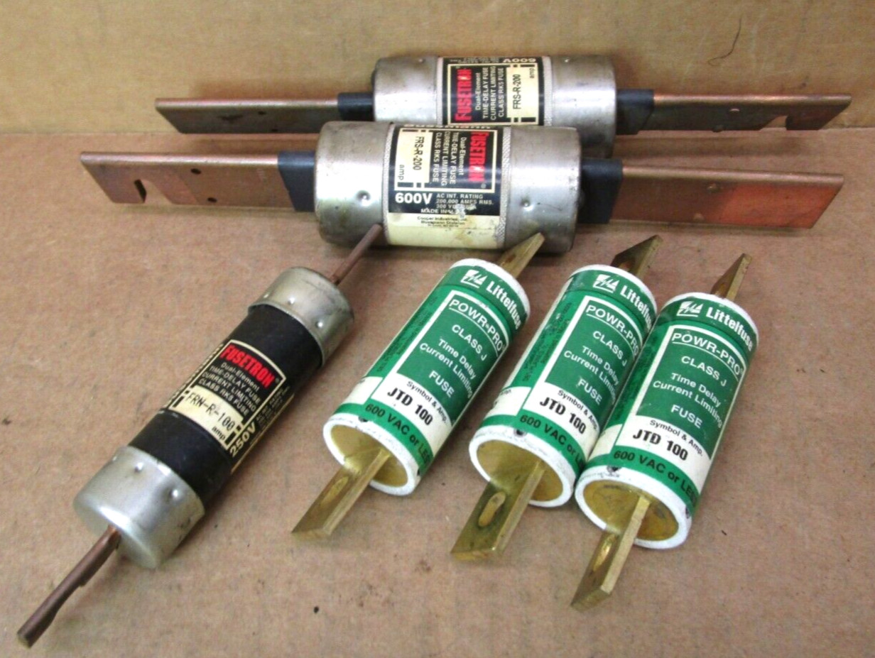 Mixed Lot of 6 Fuses FRS-R-200 FRN-R-100 JTD 100 50827HM