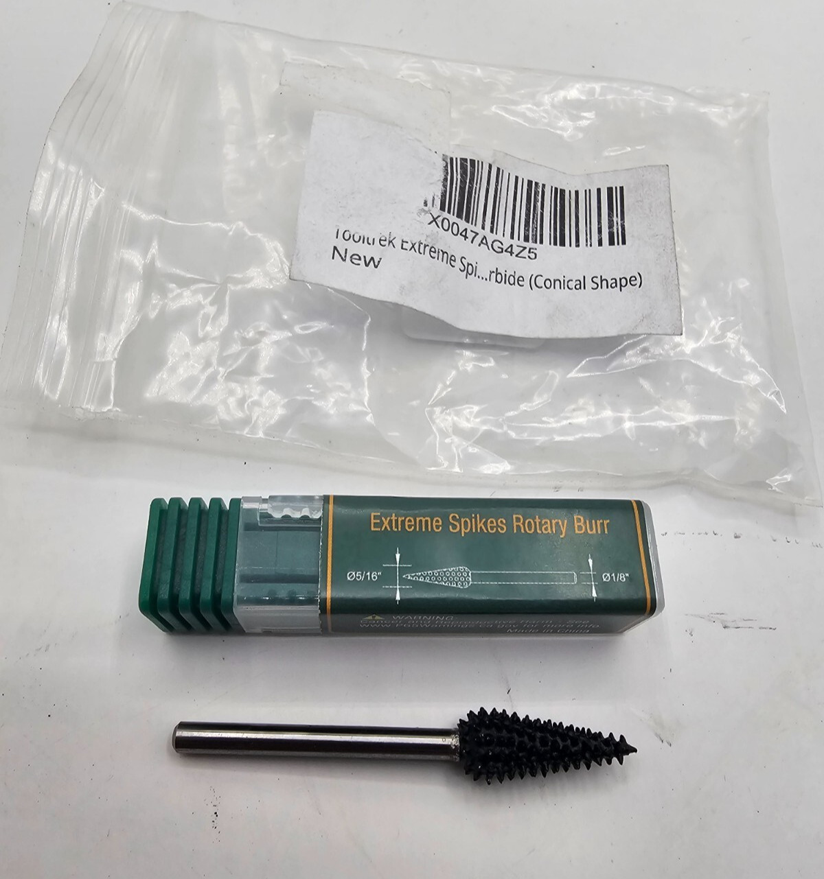 ToolTrek 5/16 Inch x 1/8 Inch Extreme Spikes Rotary Burr Conical Shape